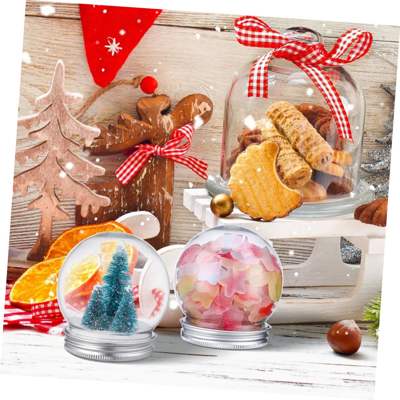 10 Piezas Unidades Kit DIY Bola de Transparente con Tapa Roscada para Decoración Navideña Bote para Reutilizable para Manualidades y Fiestas