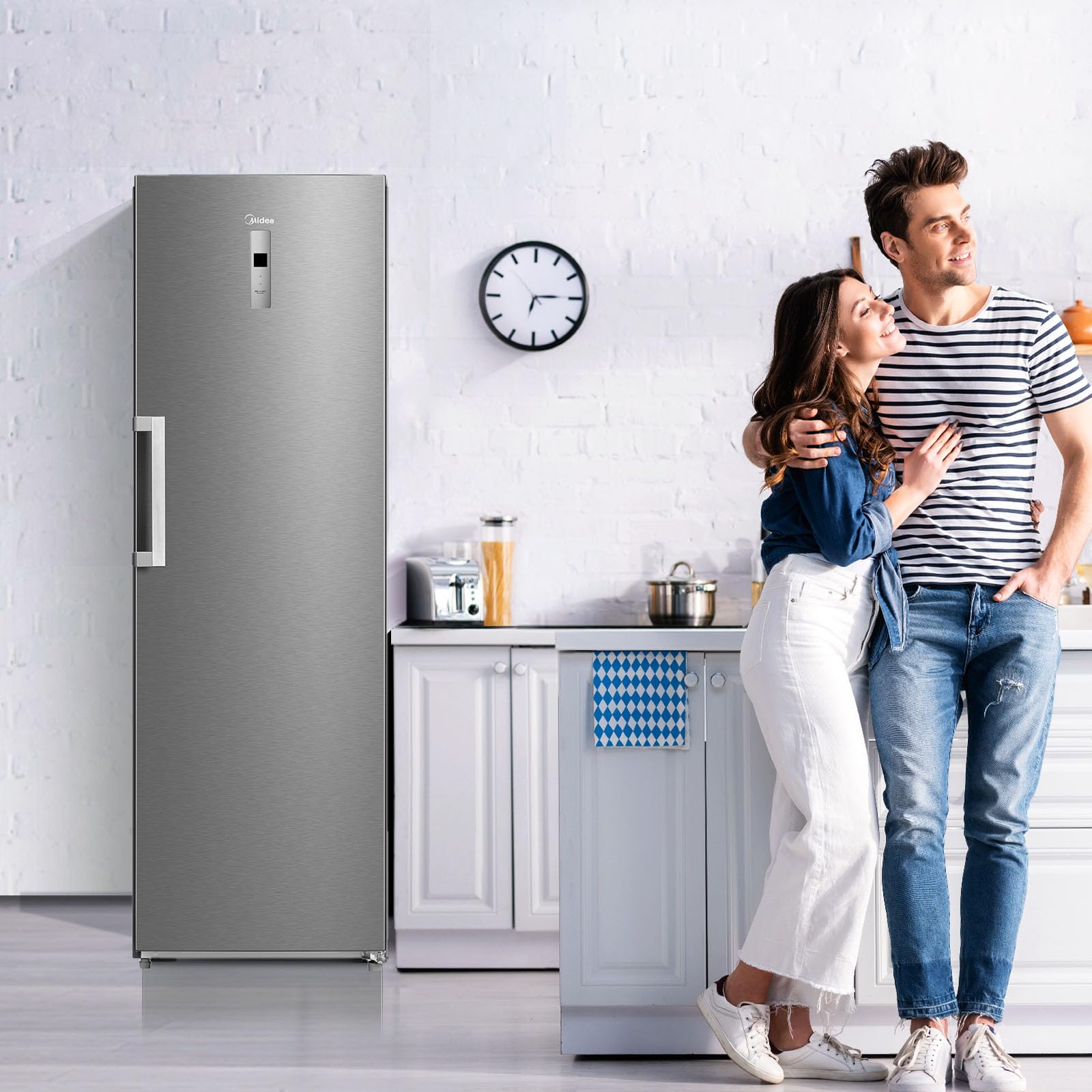 Midea Gefrierschrank & Kühlschrank in einem MDRU385MTC02 | 272L, 185 cm | Umschaltbarer Kühl- & Gefriermodus | NoFrost & Multi Air Flow | GMCC-Kompressor, 157 kWh/Jahr, Leise | Freistehend, Inox
