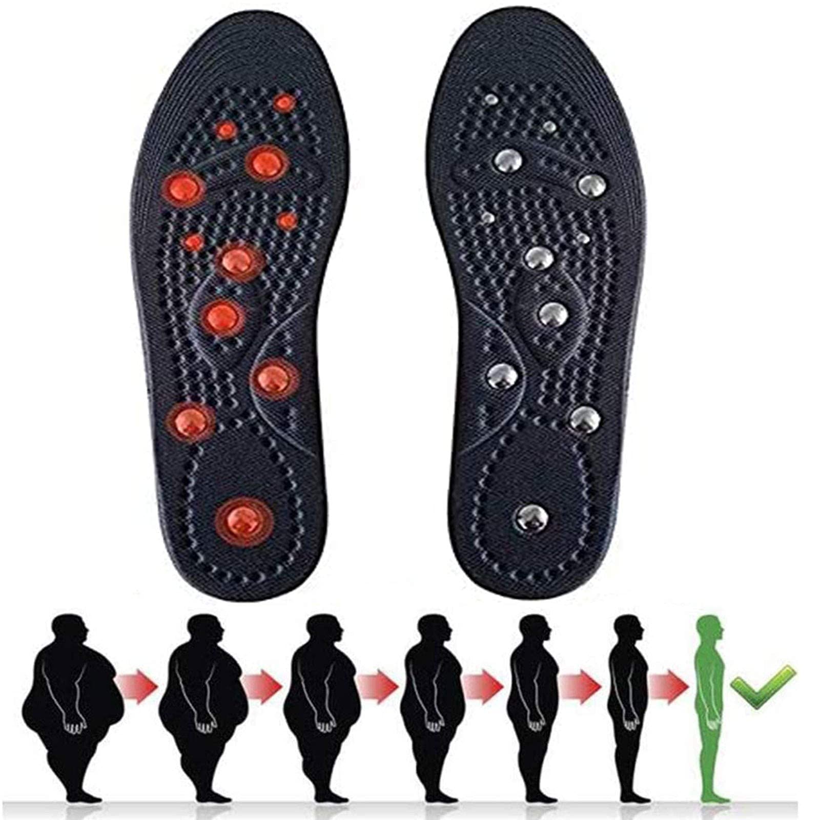 Wkładki do butów, Wkładki magnetyczne do butów Refleksologia w celu łagodzenia bólu, wkładki masażu stóp, terapii punktów akupunktury(1 Pairs,S)