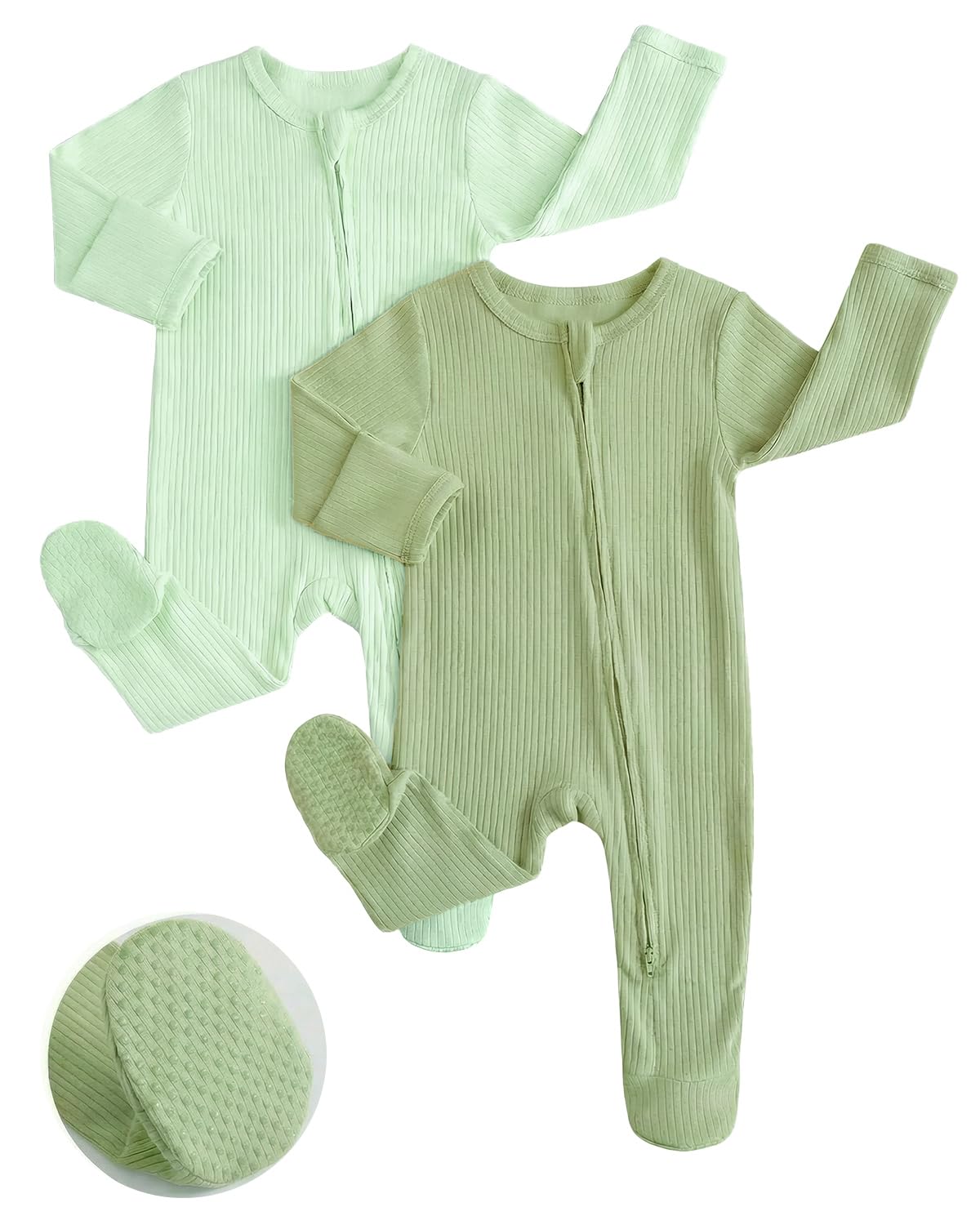JiAmy Baumwolle Baby Schlafanzug 2er-Pack, Langarm Neugeborene Baby Jungen Mädchen Strampler Babykleidung Bekleidung 0-12 Monate