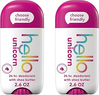 hello Unicorn Aluminum Free Deodorant for Women, Girls, Safe for Kids, Dermatologically tested, Natural Fragrance, 2 Pack