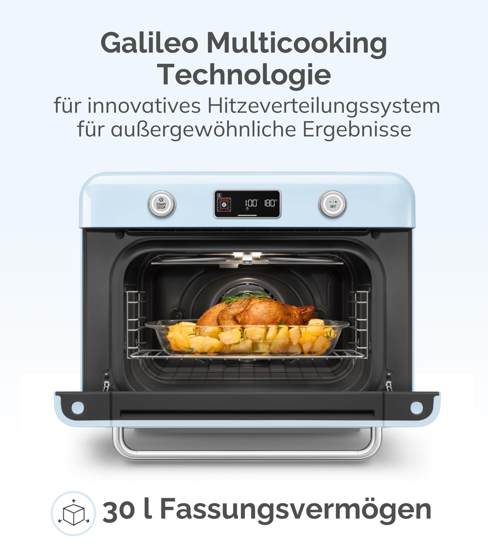 Smeg, COF01BLEU, Dampf-Kombibackofen, 10 Kochfunktionen, 33 automatische Rezepte, abnehmbarer Tank, Dampfgaren, Entkalkungsfunktion, 1800 W Leistung, Schwarz