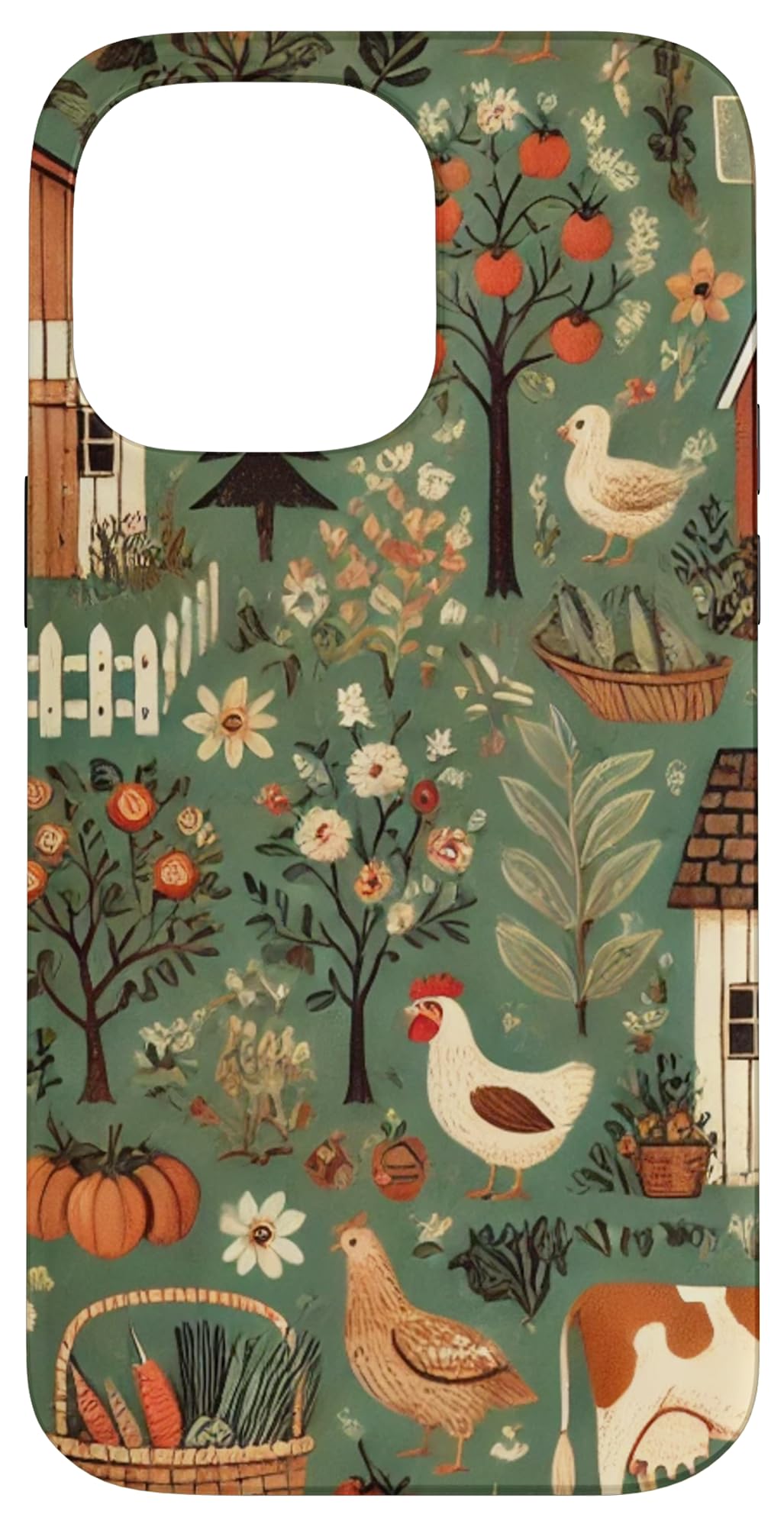 Farmhouse Homestead Farm Animals Chickens Cows & Garden Case for iPhone 14 Pro Max