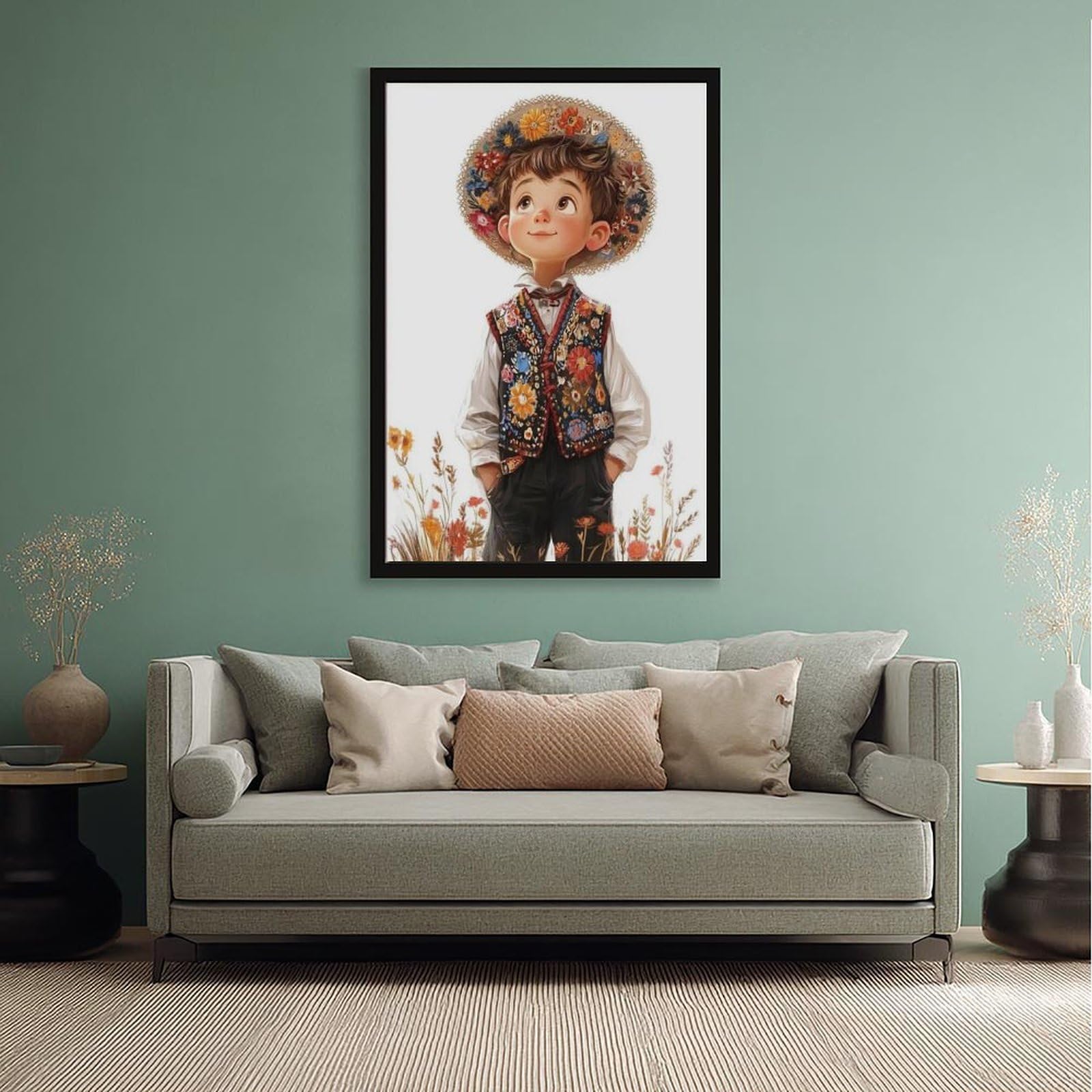 1 poster su tela, motivo: ragazzo polacco in costume tradizionale folk, decorazione artistica da parete per soggiorno e camera da letto, 50,8 x 76,2 cm (lunghezza x larghezza)