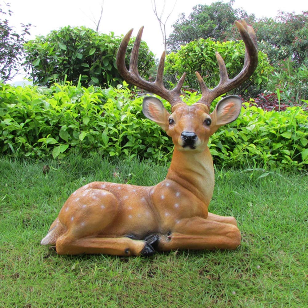 Amazon.co.jp: 鹿の像 屋外 ガーデン 動物モデル FRP 彫刻 家の装飾