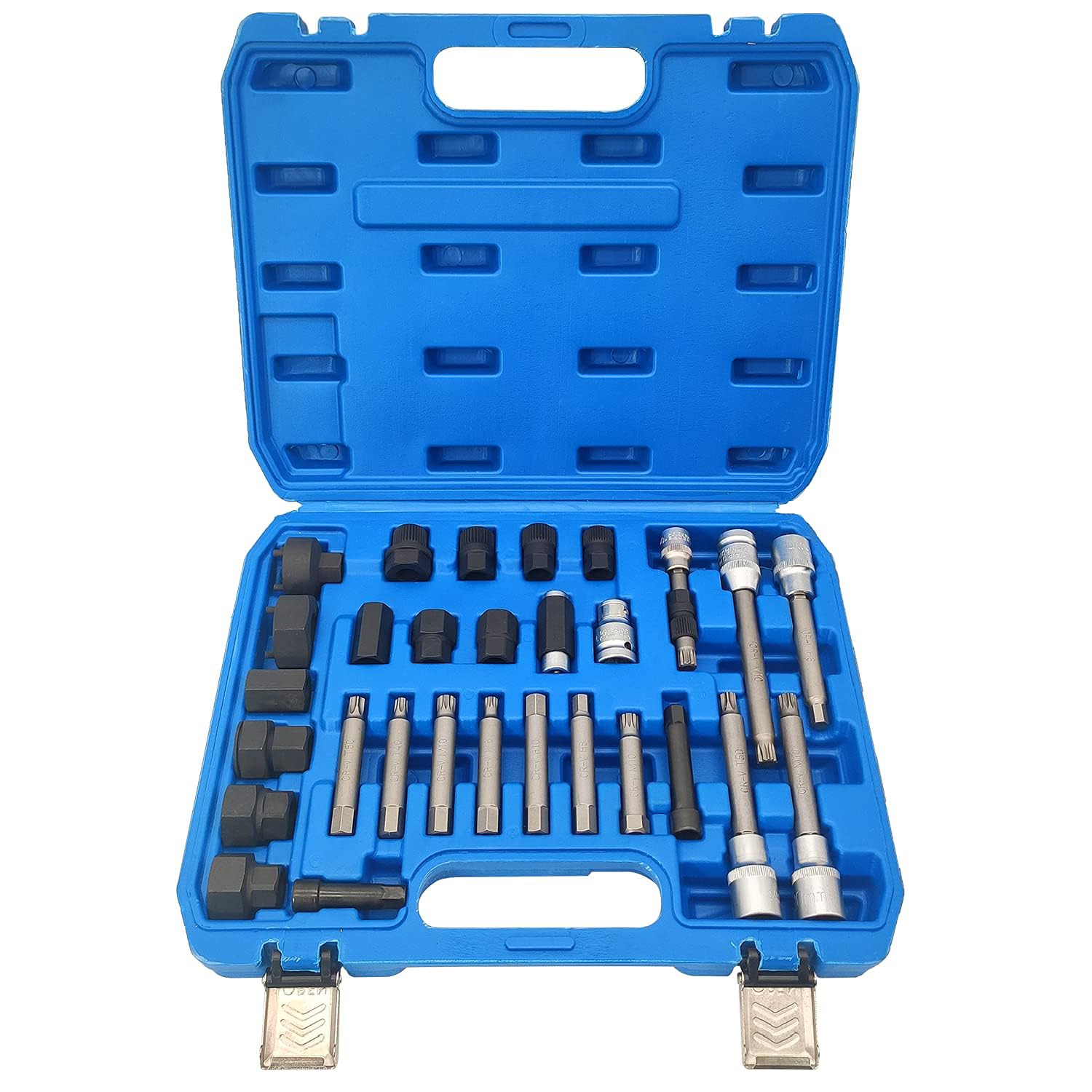 JOMAFA 30 Piezas Herramientas de Polea de Alternador 12.5 mm 1/2" Puntas para Alternador Llave Adaptador Para alternadores de Vehículos. Juego De Llaves y Puntas Para Alternador XZN TORX ALLEN