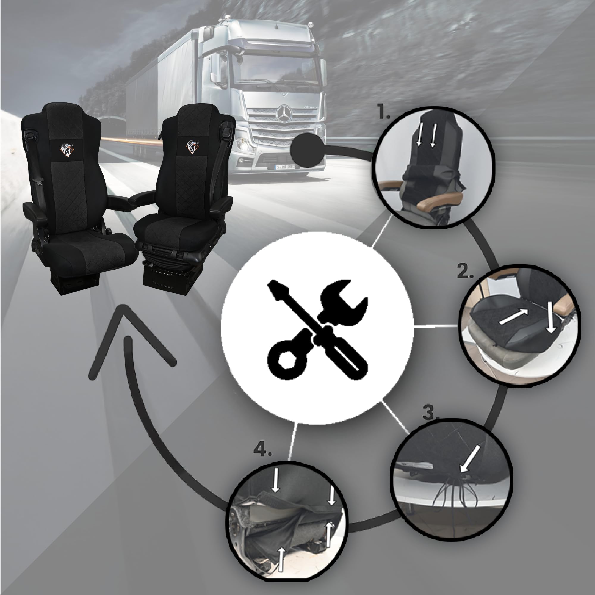 SABA Auto Sitzbezüge LKW für Mercedes ACTROS MP4, AROX ab 2011, MP5 ab 2019