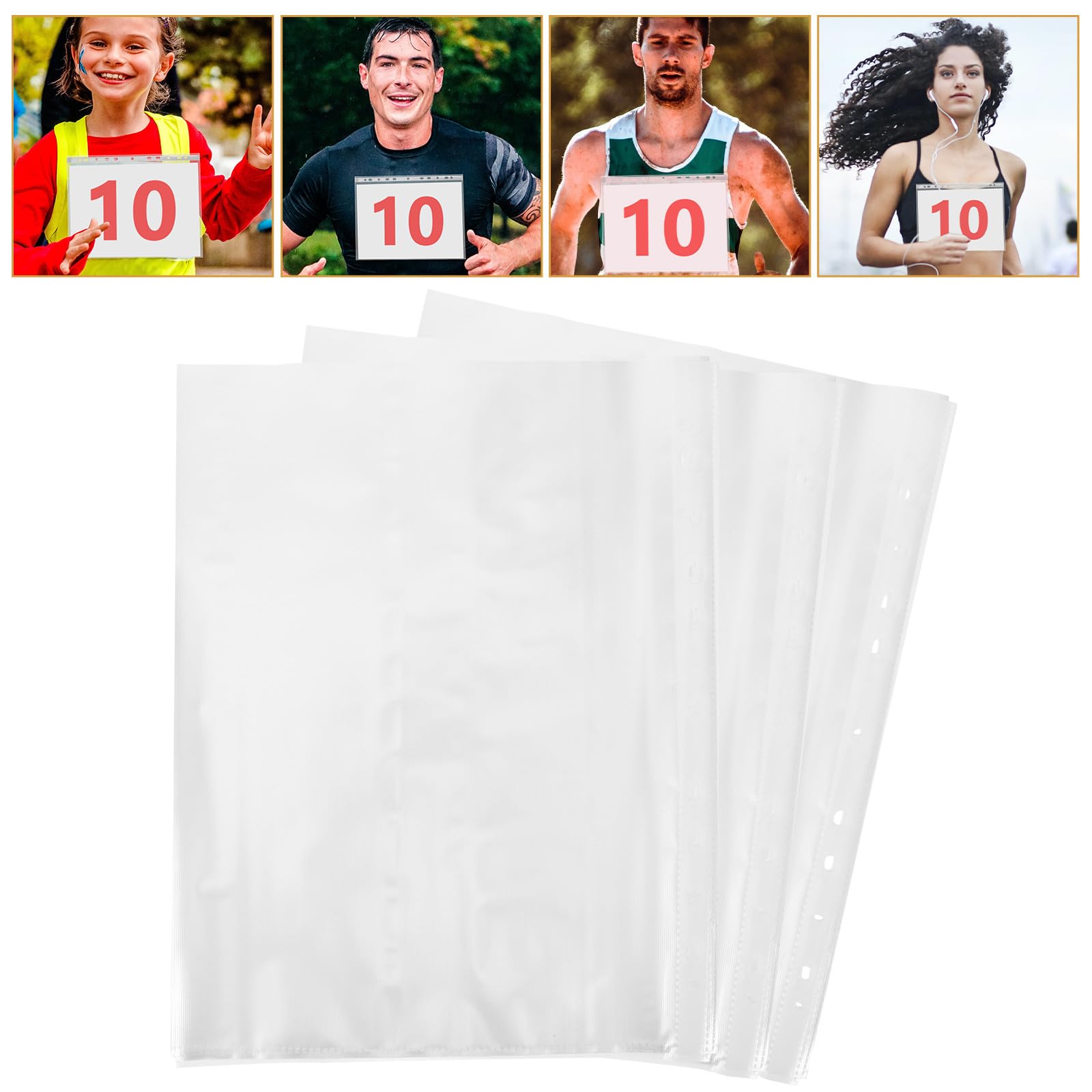 Outanaya Conteneur D'affichage de Numéro en PVC Blanc et Résistant la Déchirure pour Documents et Dossards de Course, Lot de 100 Pièces, Usage Quotidien