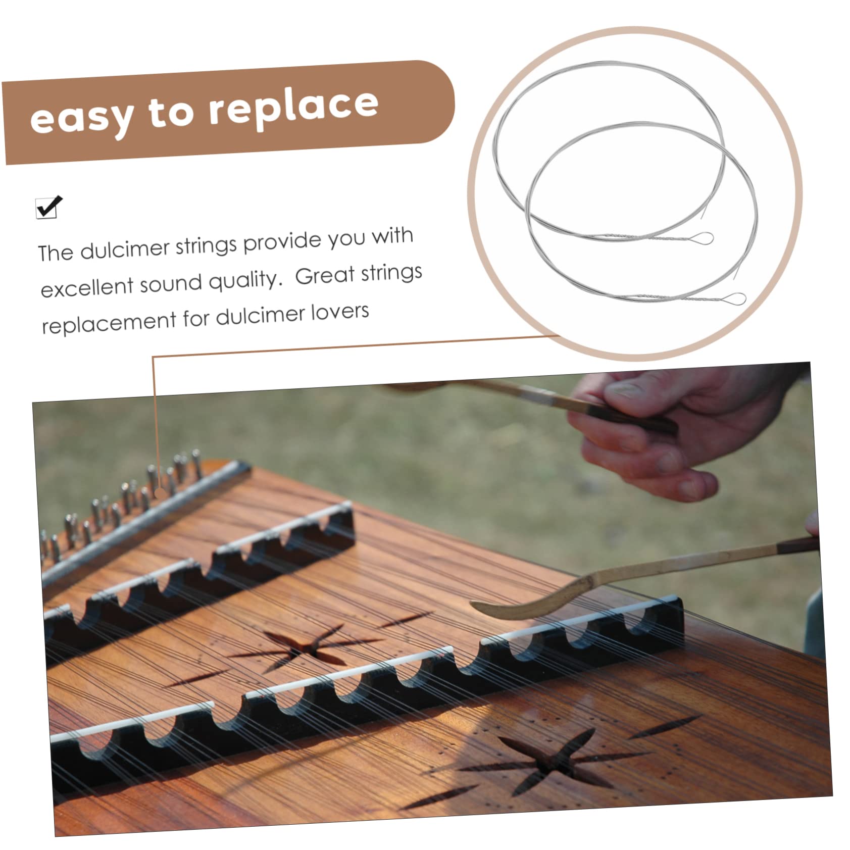 TOYANDONA 5sets Stahl Dulcimer String Ersatz Reusable für Hammered Dulcimer Zubehör 2 Stücke * 5