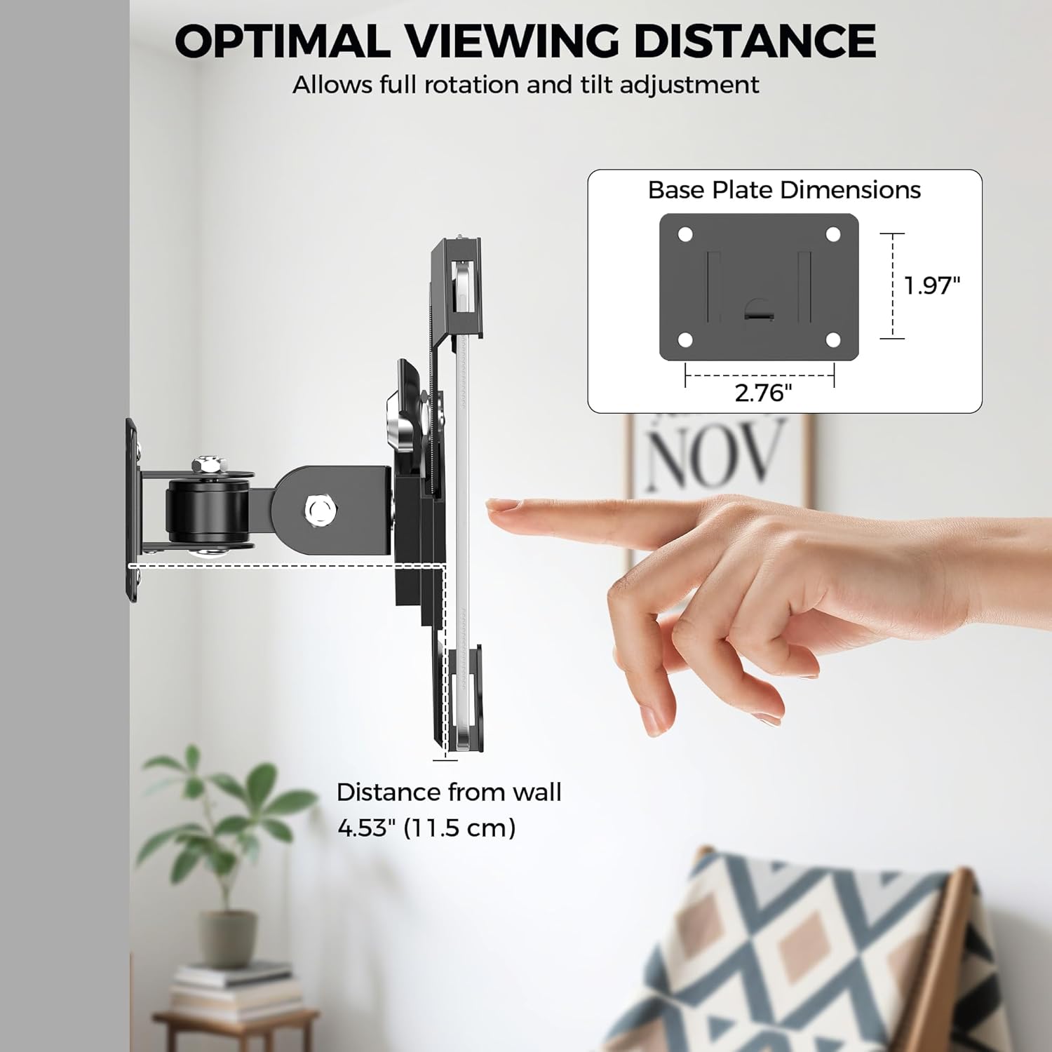 Anti-Theft Tablet Wall Mount with Key Lock, Full Motion Commercial Locking iPad Holder Mount for POS Kiosk, 360° Rotation Swivel Tilt Tablet Stand Fits 7"-14" iPad Pro Air Galaxy Tab, Black