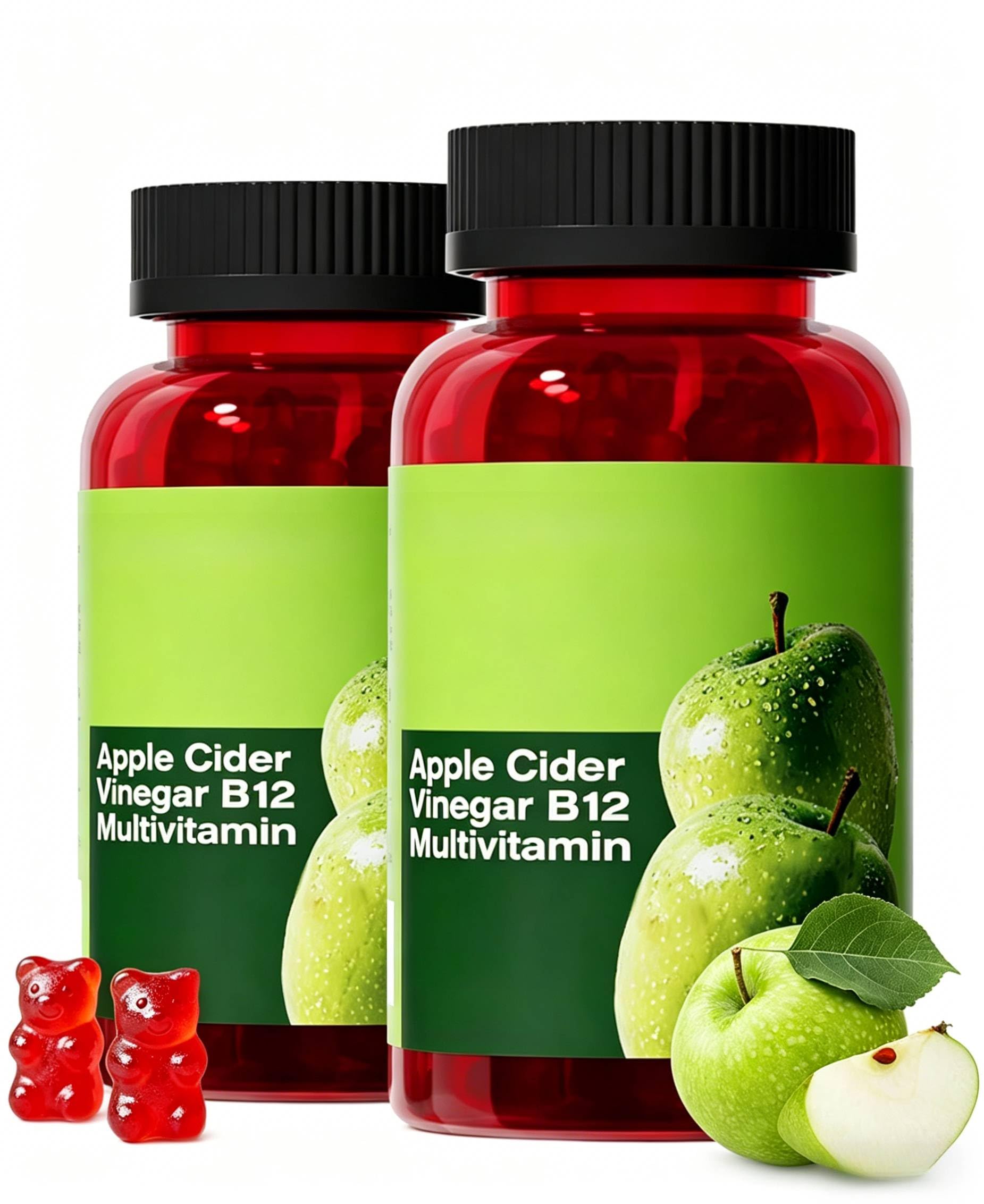 Las gomitas de vinagre de sidra de manzana aumentan el metabolismo | Apoyan la salud intestinal y la digestión - Alivian la fatiga física Vegana