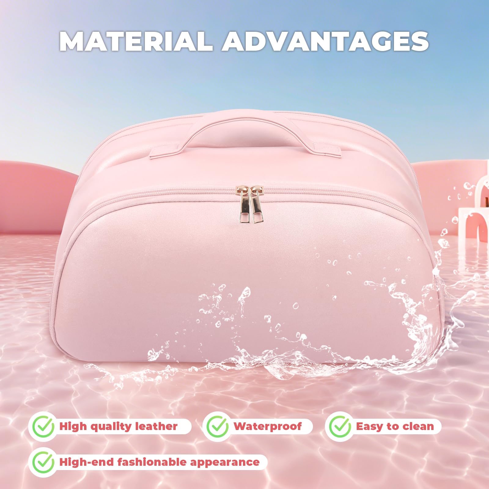 Leder-Reisetasche kompatibel mit Shark Flexstyle mit hitzebeständigem Pad, Tragetasche kompatibel mit Shark Glam/Fuison, tragbare Aufbewahrungstasche kompatibel mit Dyson Airwrap Pink