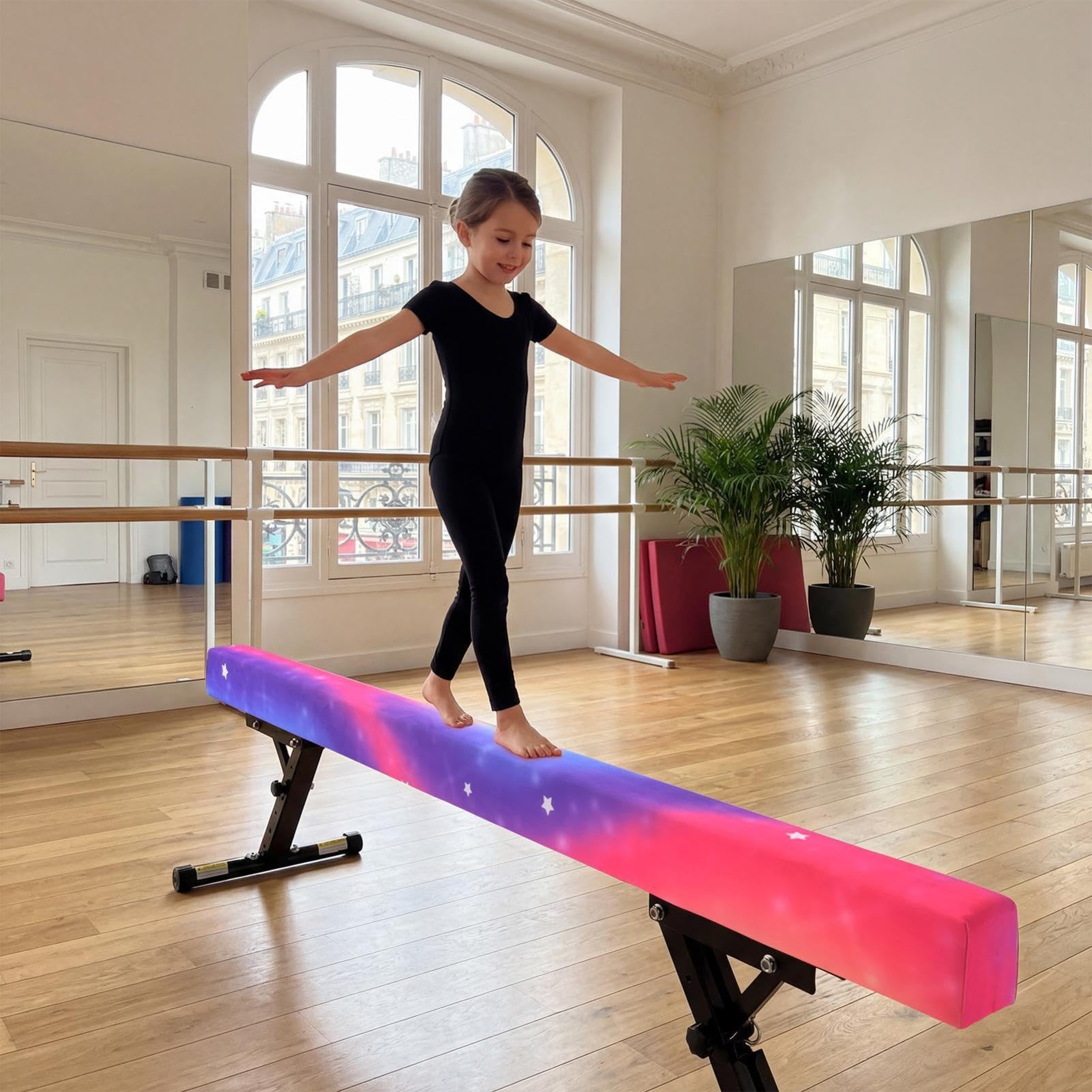 Balance Beam - Trave da ginnastica per bambini, regolabile in altezza, 5 | Trave d'equilibrio per bambini, 180 cm, con base antiscivolo, regolabile in altezza in 5 posizioni, allenamento per