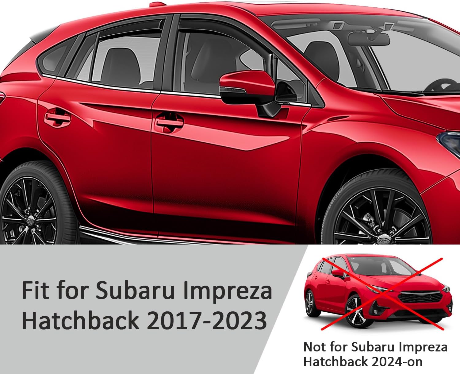 Voron Glass in-Channel Extra Durable Rain Guards for Subaru Impreza 2017-2023 Hatchback, Window Deflectors, Vent Window Visors, 4 Pieces - 200654