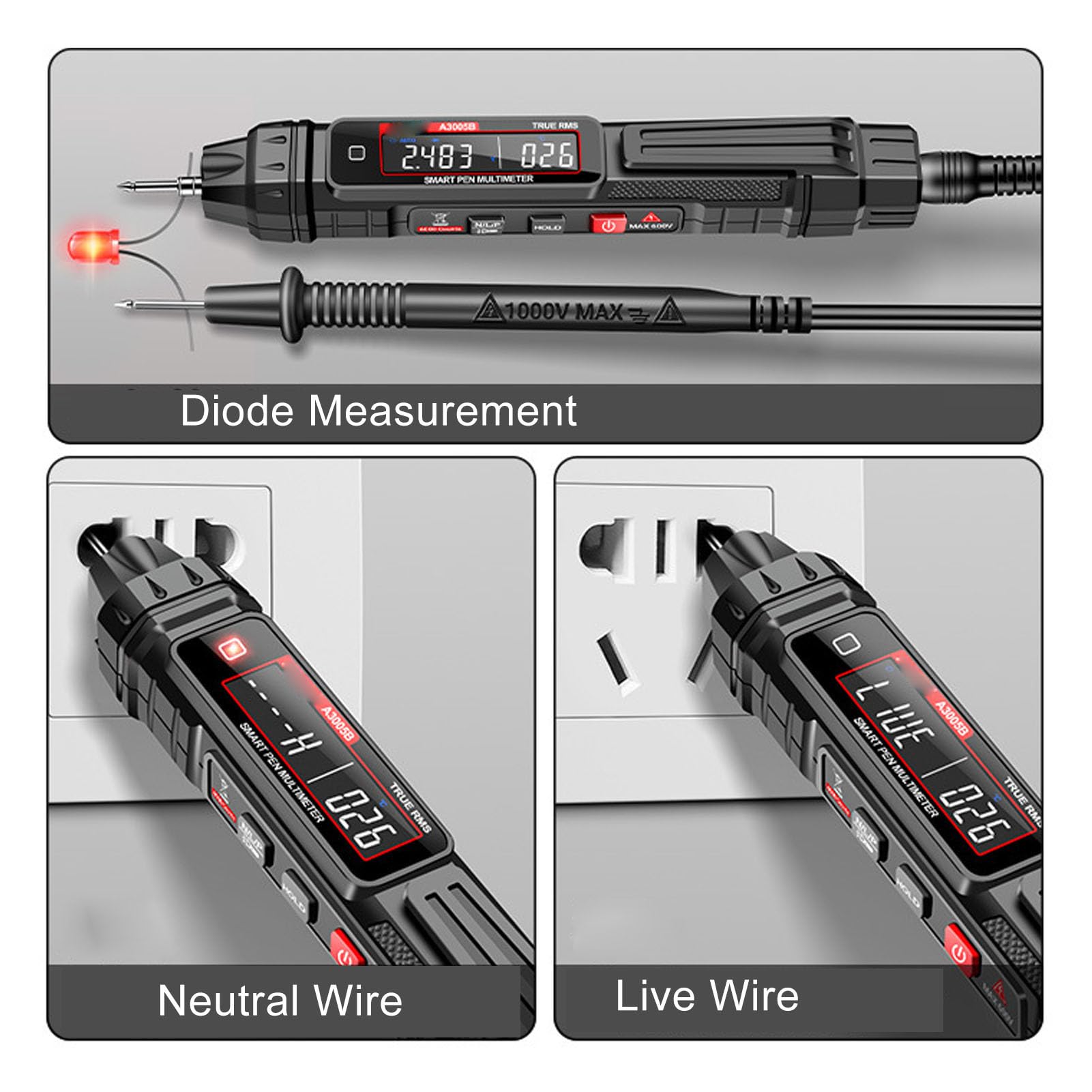 Tgoon Pen-Type Multimeter – Digital Electrical Tester With NCV Non-Contact Voltage, Live Wire Breakpoint Finder, Flashlight