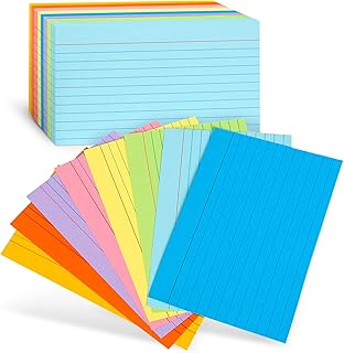 Koogel Revision Cards Bulk, 272PCS Colourful Flash Cards Thin Paper Index Cards Ruled Notecards with Tab 7.5cm x 12.5cm for Learning Note to Do List