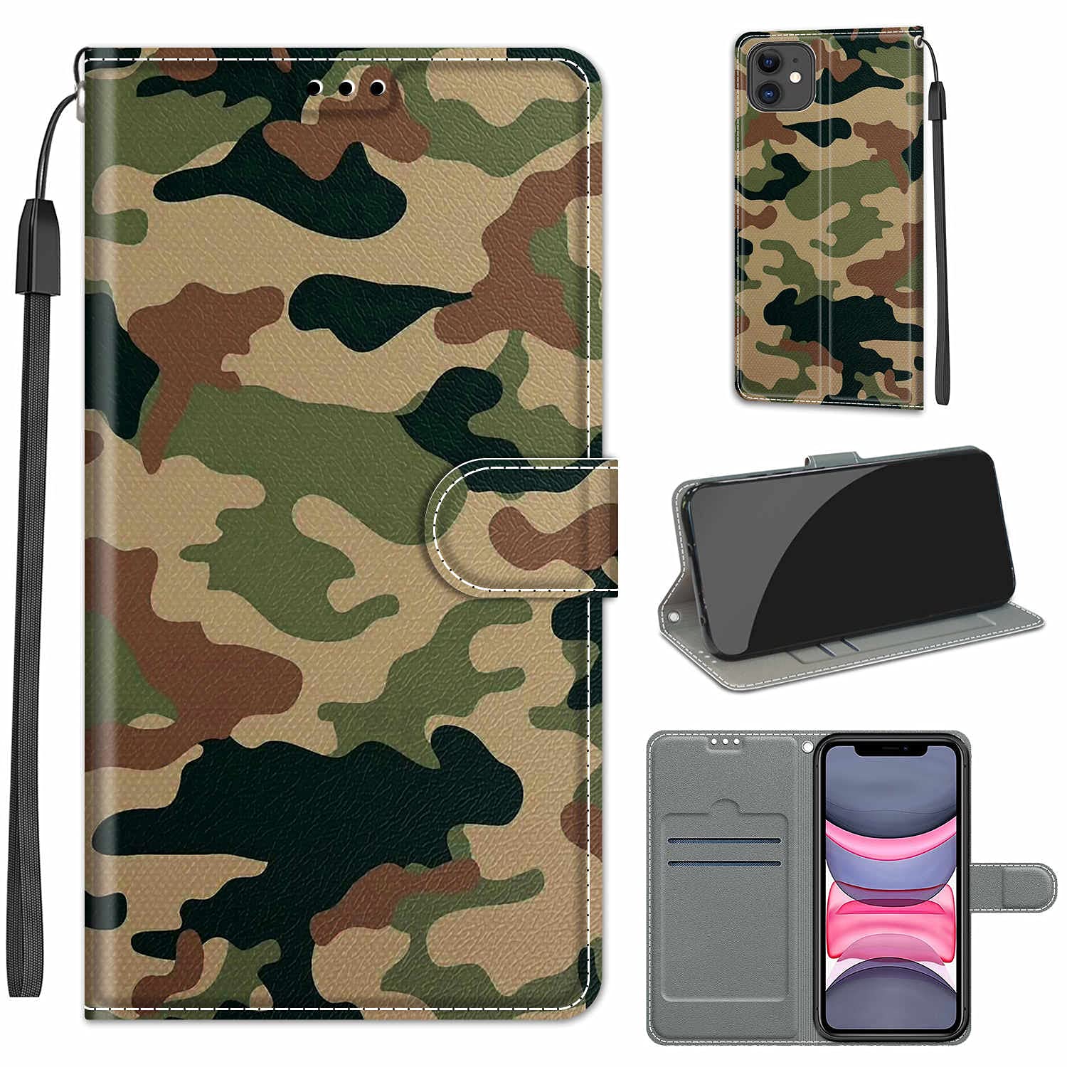 WGR Case for Apple iPhone 11 Case PU Leather Premium Wallet Protective Flip, Anti-Slip Flip Folding Cover Compatible for Apple iPhone 11