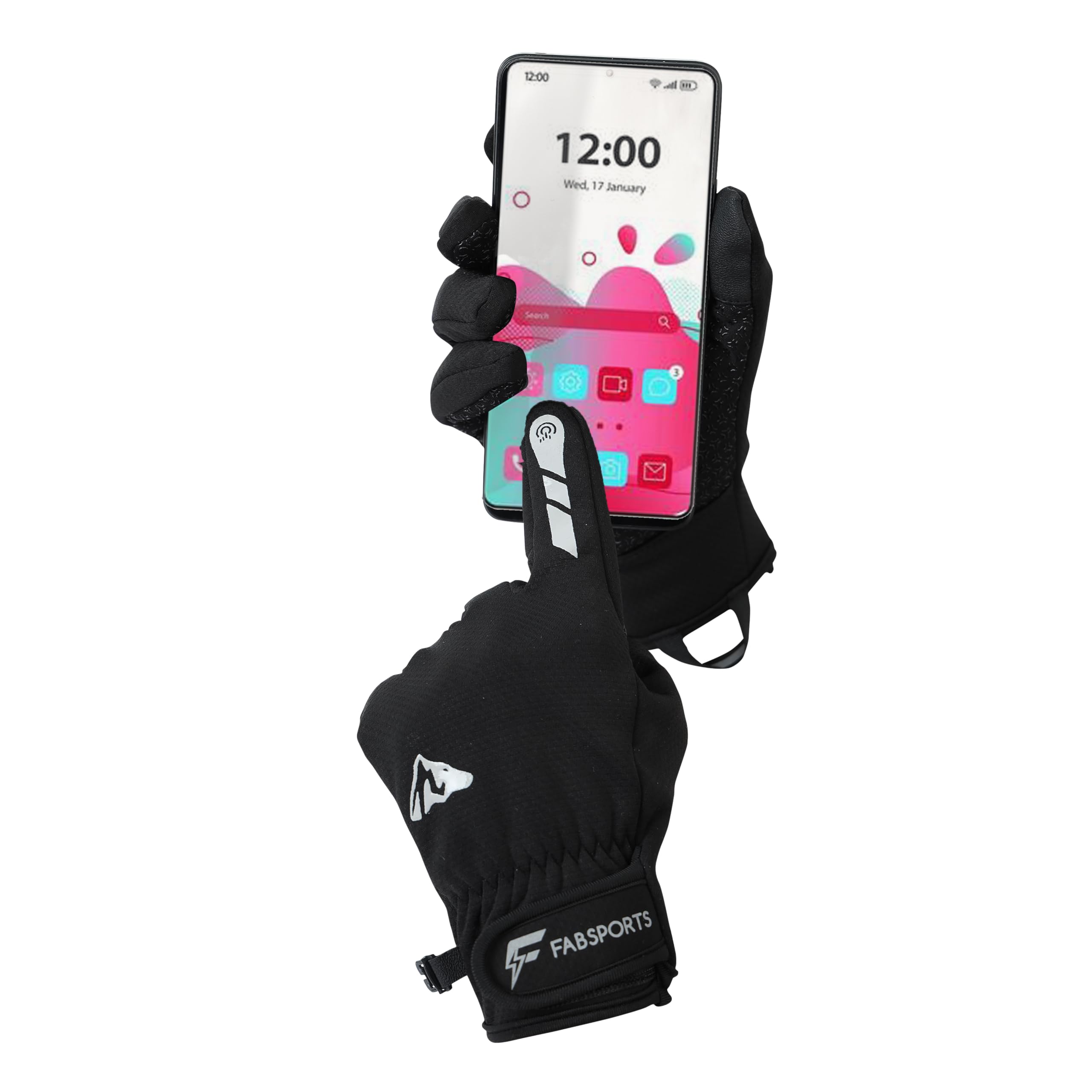 FABSPORTS All-Round Winter Riding Gloves (Unisex) | Warm Fleece Lined, Water-Resistant & Windproof for Moderate Cold Weather Cycling & Motorcycling | Anti-Slip, Touchscreen Ready 3