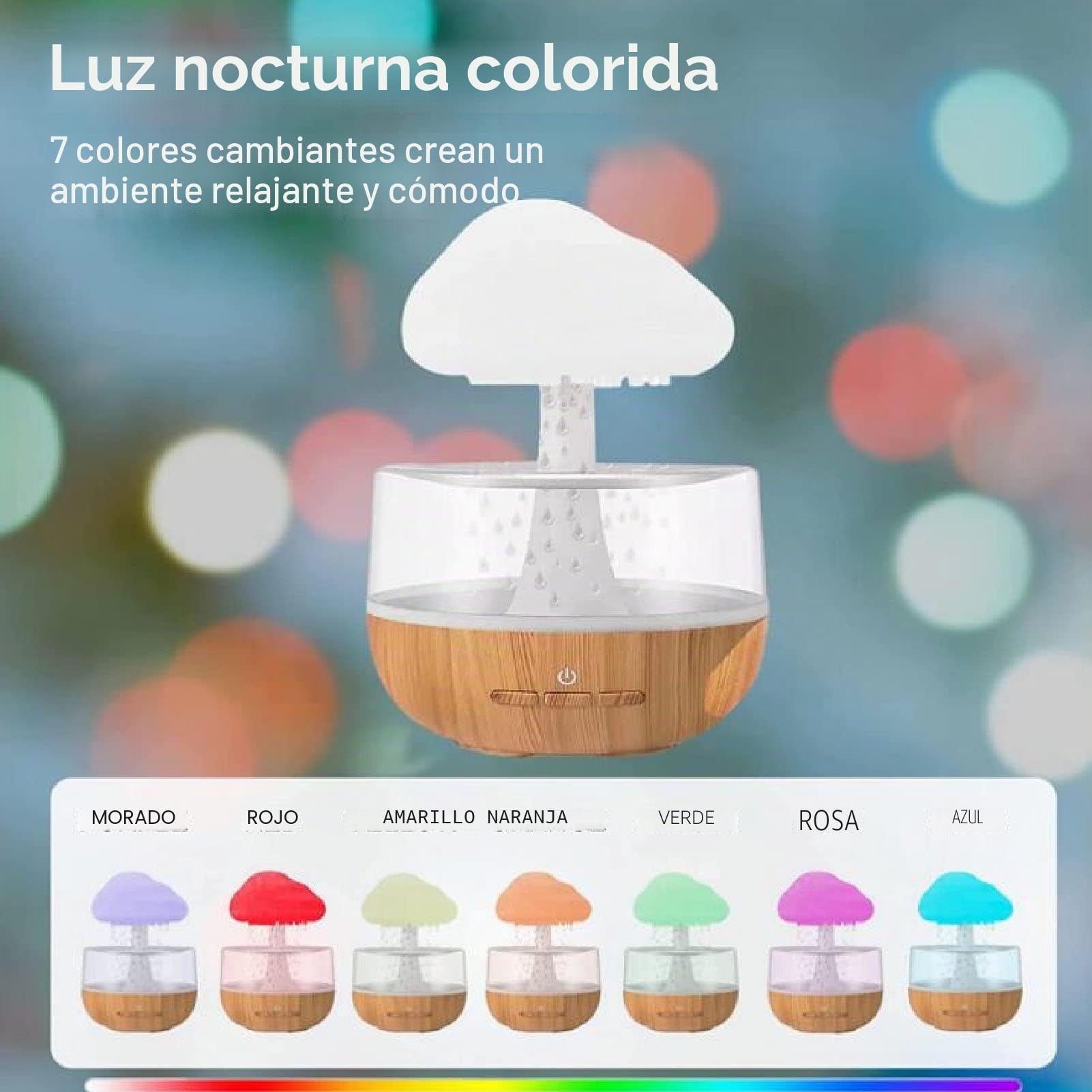 TOPINCN Zen Lluvia Nube Luz Nocturna Aromaterapia Difusor de Aceite Esencial Micro Humidificador Escritorio Fuente Junto a la Cama Dormir Relajante Estado de ánimo Gota de Agua Sonido