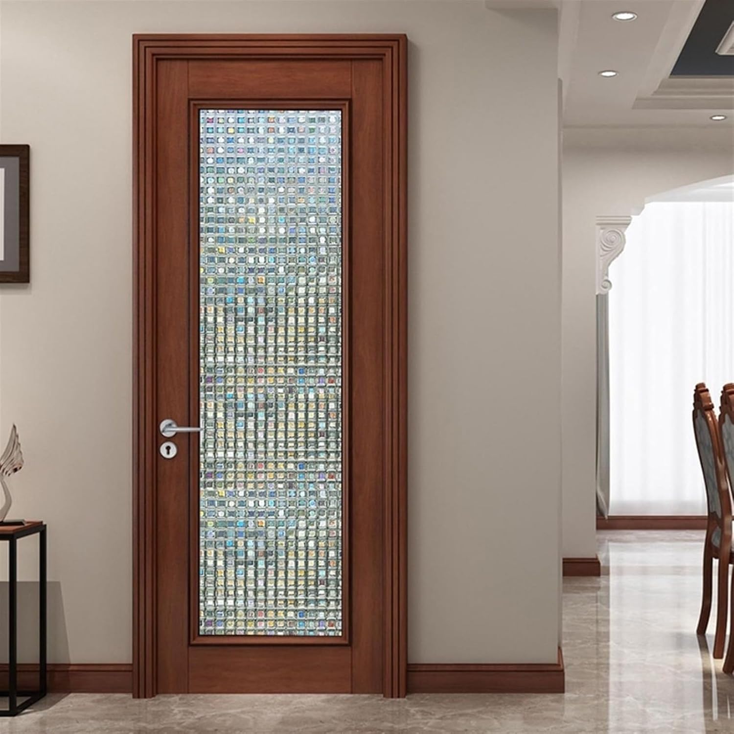 Bathroom Privacy Window Film 3D Window Films Privacy Decorative Film Anti-UV Non-Adhesive Static Cling Glass Sticker for Home Kitchen Office Window Window Film