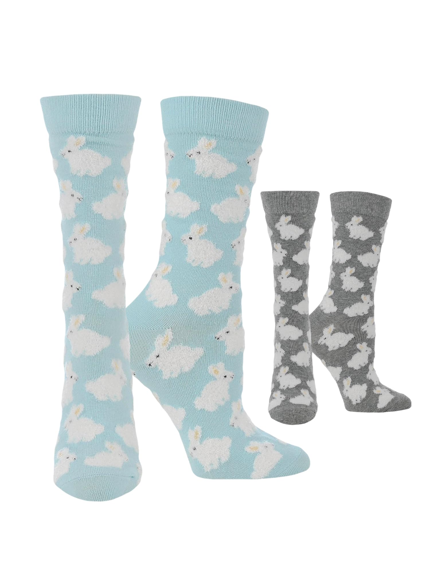WHD Fluffy Bunny Crew Socks for Women &amp; Men | Gift for Rabbit Lovers, Cute Animal Socks