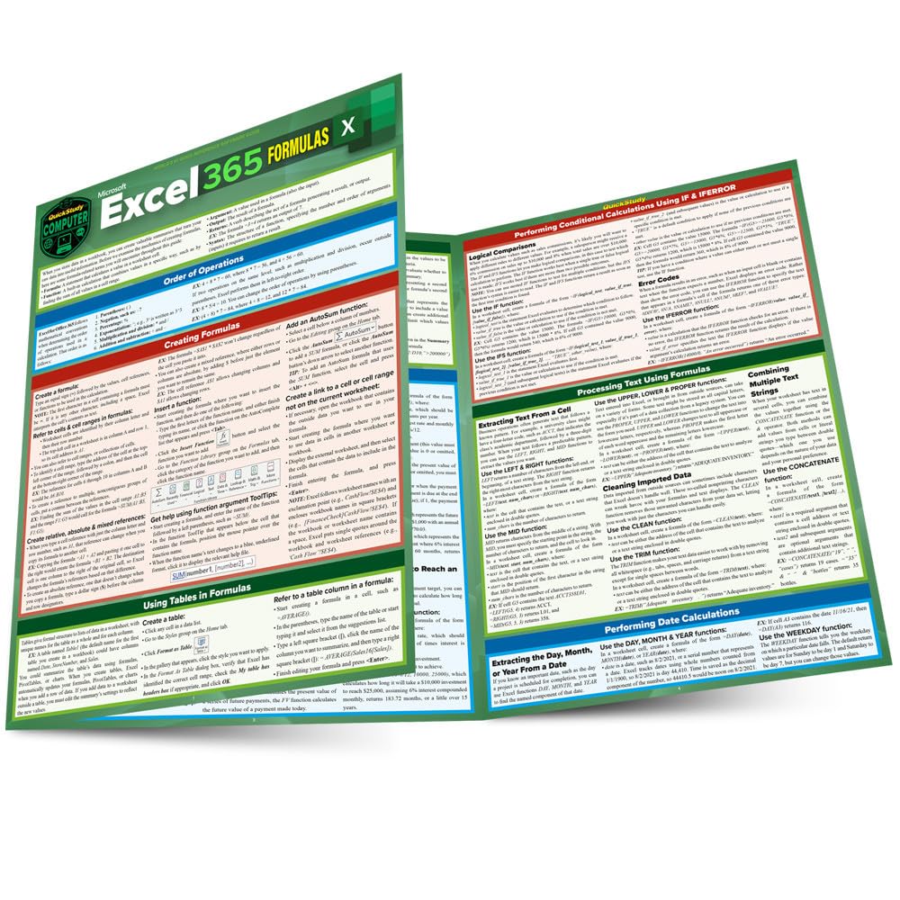 Microsoft Excel 365 Formulas: a QuickStudy Laminated Reference Guide