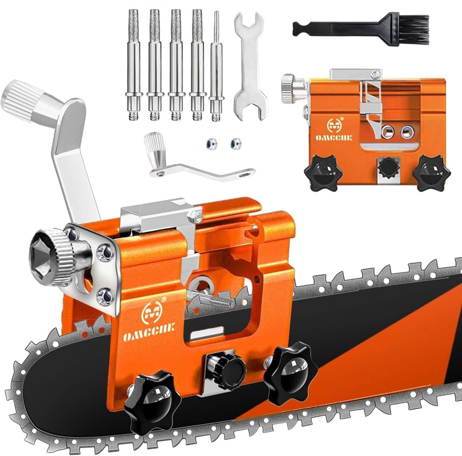 Chainsaw Sharpener Jig Kit, Portable Chainsaw Sharpening Tool with 5 Grinding Stone, Manual Chain Saw Blade Sharpener, Chainsaw Accessories for 4-22inçh Electric Chain Saw, Garden Worker