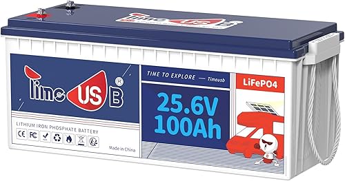 Batería LiFePO4 de 24 V 100 Ah, batería de litio de 2.56 kWh, BMS de 100 A integrada, vida útil de 10 años con celdas LiFePO4 de grado A, perfecta
