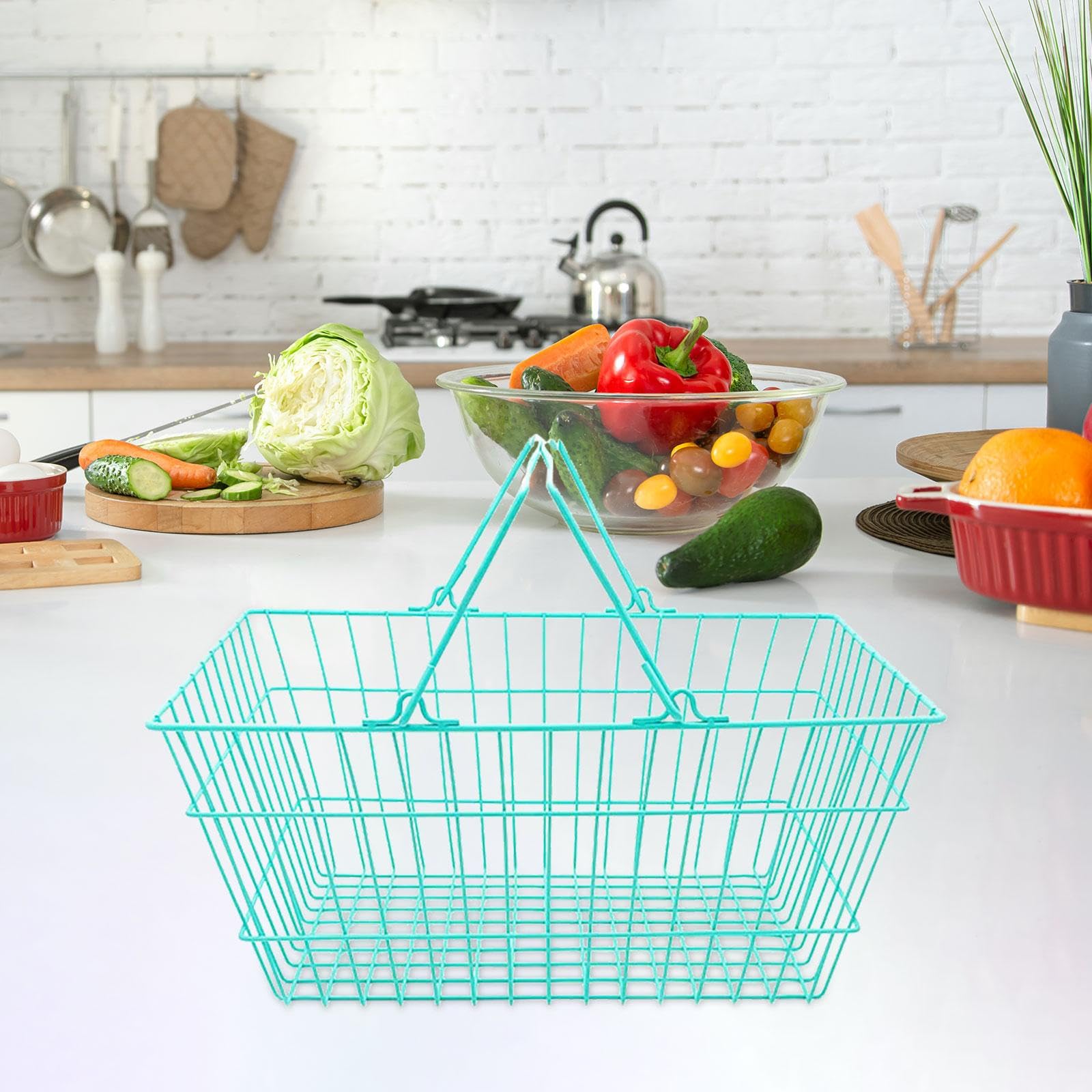 Einkaufskörbe mit Griff, Supermarkt Organizer, Korb für, Ideal für Schuppen, Schlafzimmer Und Schränke, Blau
