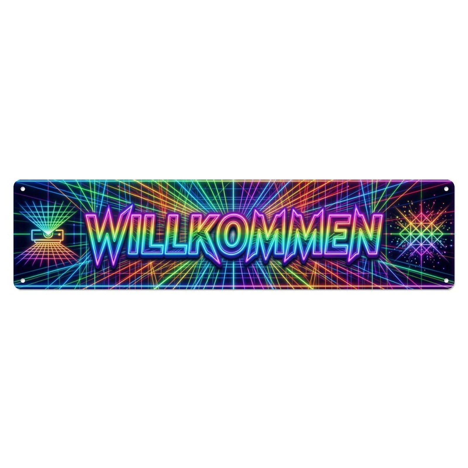 Neon Neon Laser Grid Show Welcome Metal Tin Sign