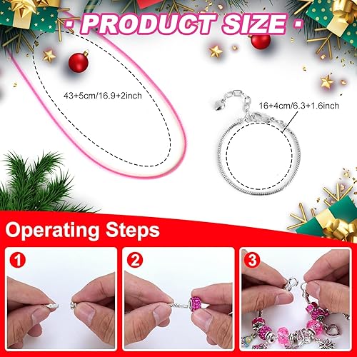 Miniatura 3 de MJartoria Calendario de Adviento de Pink Jewelry 2023 para niñas adultas, joyería rosa intenso, cuenta regresiva de 24 días de Navidad, incluye