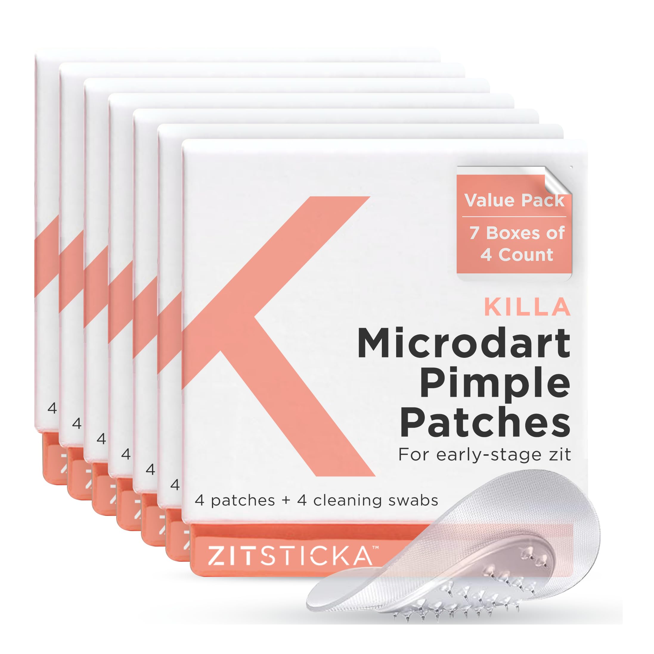 ZitSticka KILLA Kit Microdart Pimple Patches – Advanced Microdart Patch for Early-Stage Zits - Targeted ZitSticka Microdart Pimple Patch & Spot Patches for Breakout Control - (7 Boxes bundle, 28ct)