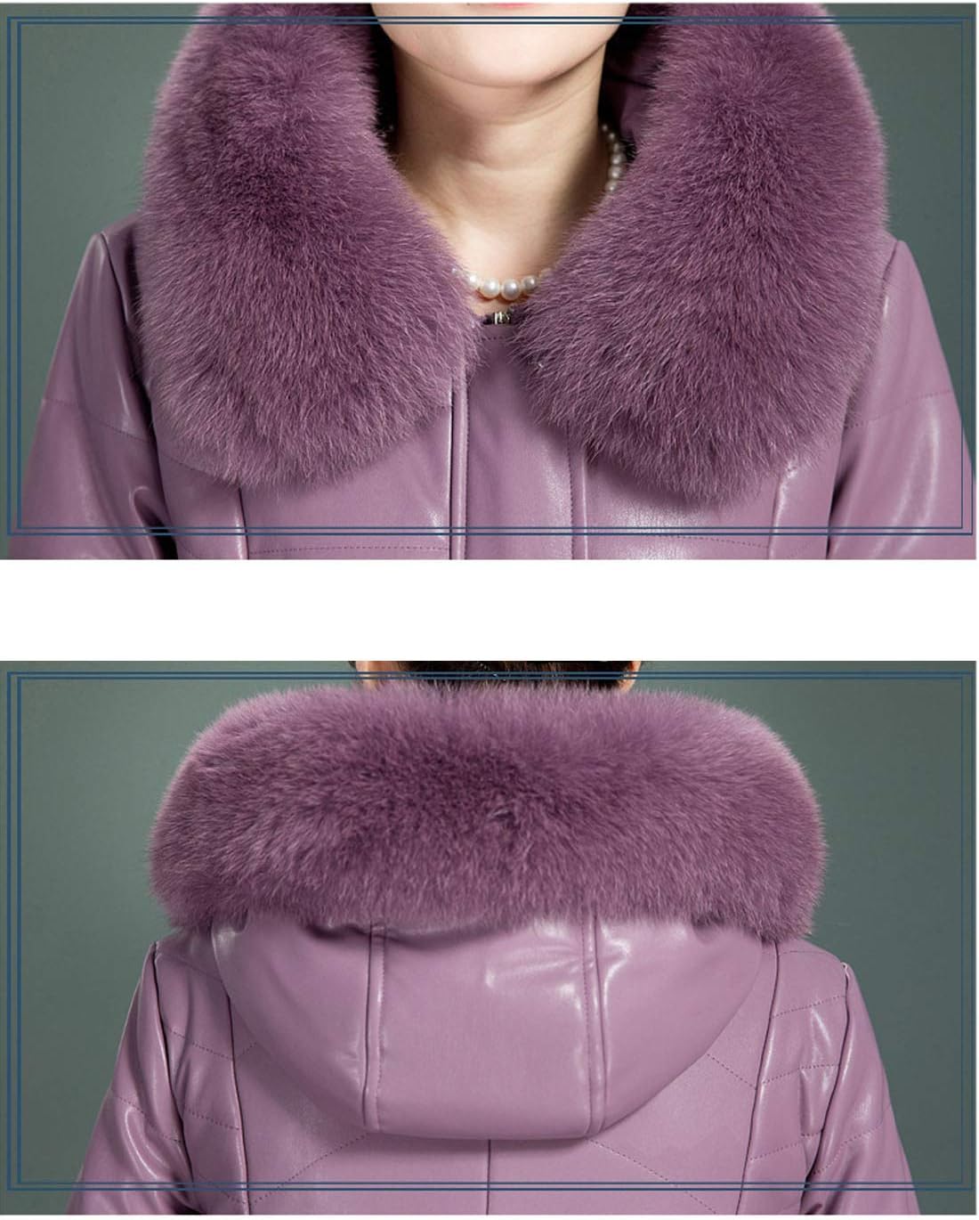 Flygo Women's Thicken Quilted Down Puffer Jacket with Removable Faux Fur Trim Hood