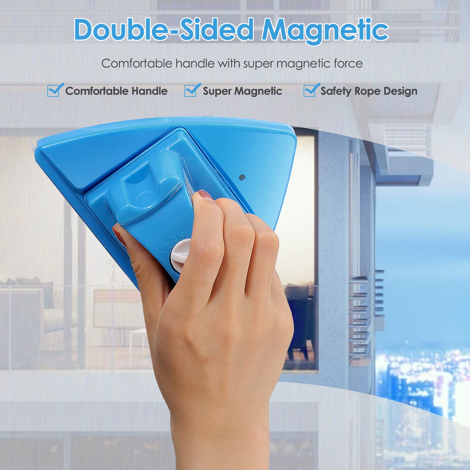 Detergente per vetri a doppia faccia Tergicristallo 5 Spazzola per pulizia magnetica regolabile per Vetro Spessore 4-28mm Strumento per la pulizia magnetica del vetro