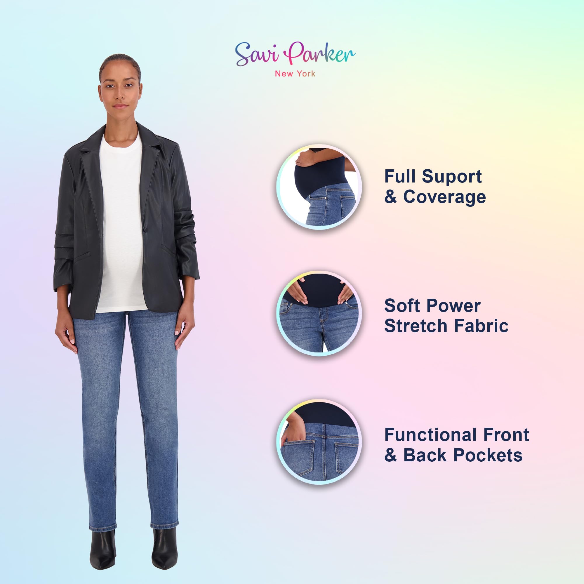 Savi Parker Damen Umstandsjeans Bootcut mit Taschen - Schwangerschaft Must Haves Umstandsjeans über dem Bauch - 82,5 cm Schrittlänge