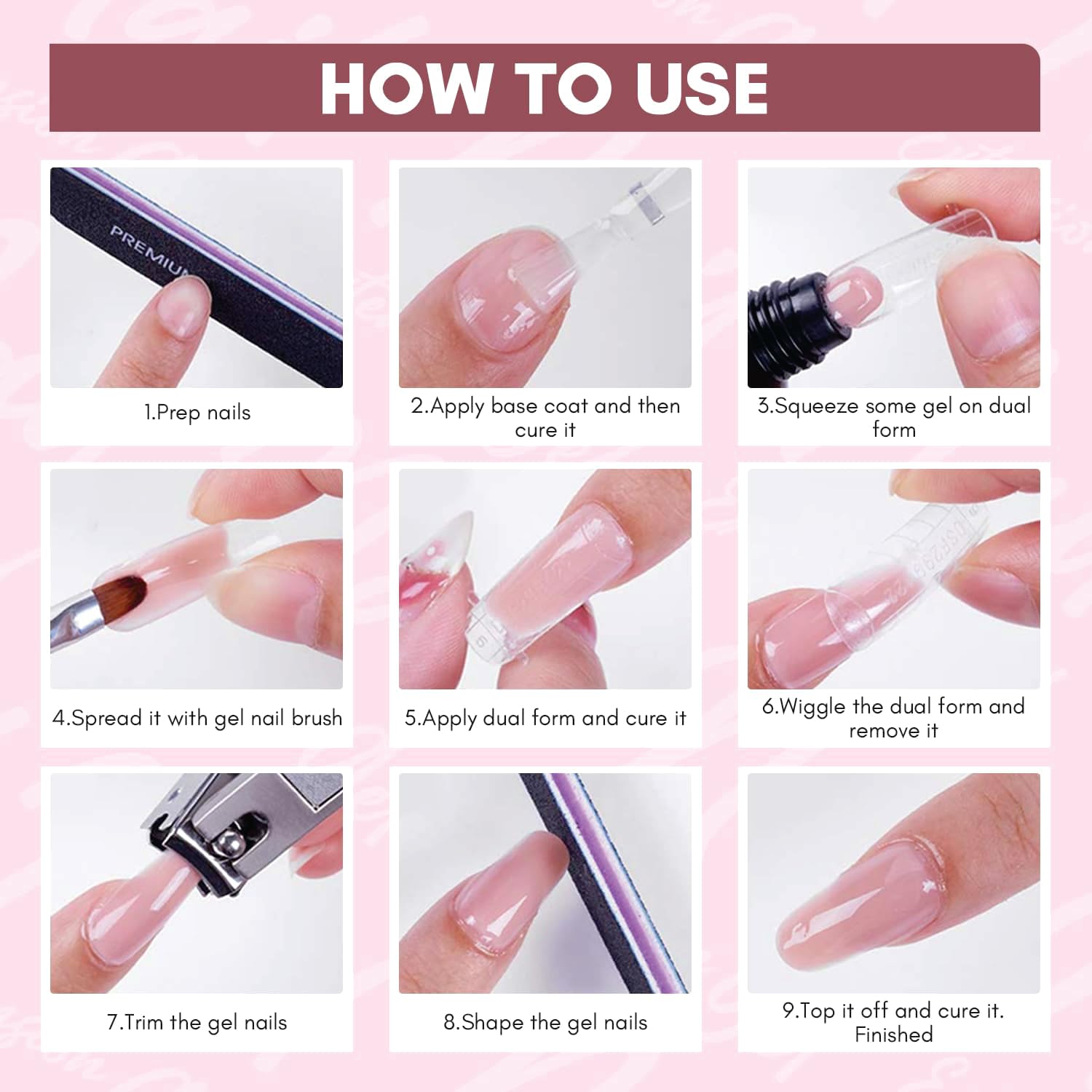 SEVEN STROKES Poly Nail Gel: 30ML Strong Builder for Nails, Color for Extension, Multifunctional Strengthener Hard Gels, Long-Lasting, Easy-to-go Manicure Supplies for DIY at Home Salon-VIP (PINK + NUDE) - Image 3 thumbnail