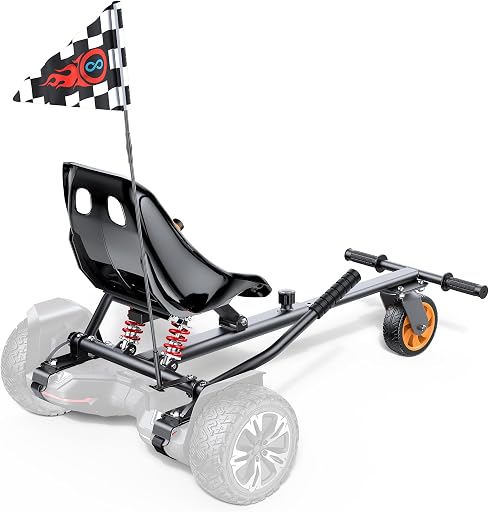 Awwscooter Hoverboard Go Kart Attachment for Kids Adults Board Not Included | Fits 6.5 8 10 inch Boards, 360 Degree Front Wheel, Foam Padded Handles, Adjustable Frame, Sturdy Steel Build, 1 Year Warranty (ASIN B0FMX3HFD4), rank #10 by monthly sales volume for 'Go Karts For Adults' on Amazon