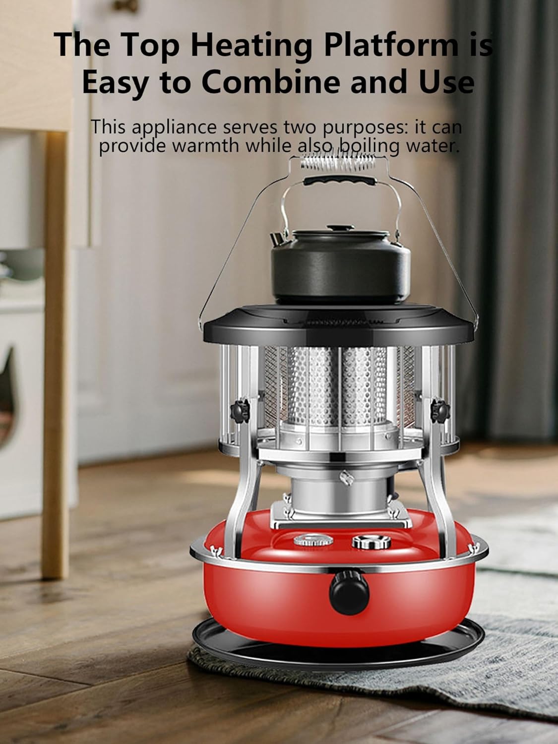 Kerosene Heater for Indoor Use Non-Electric Portable Heater and Stove 21Hrs Continuous Heat for 161 Sq Ft Emergency Power Outage Camping Garage Home(White)