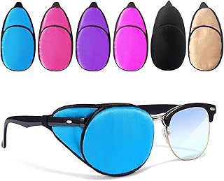 6 Pieces Colorful Silk Eye Patches - for Kids & Adults Glasses, Single Eye Class Cover for Covering Either Eye, Eye Patch for Lazy Eye Amblyopia Strabismus and After Surgery Recovery