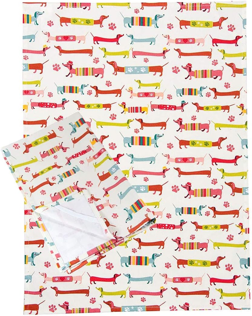 SPOTTED DOG GIFT COMPANY Tea Towels for Kitchen Pack 2 pcs Dish Towels 100% Cotton Absorbent, 70 x 50cm