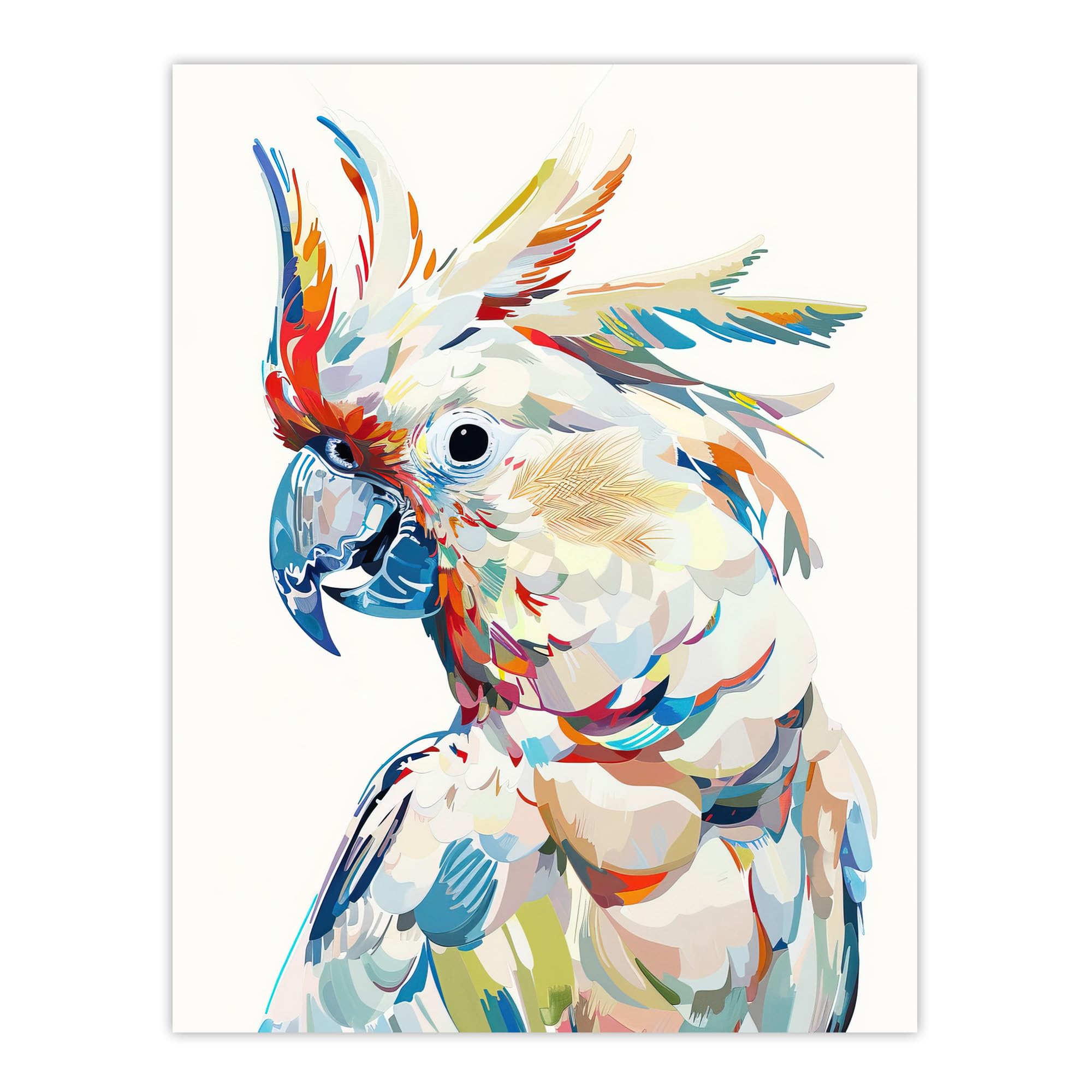 Artery8 Cockatoo Parrot Bird Portrait Bright Design Living Room Large Wall Art Poster Print Thick Paper 18X24 Inch