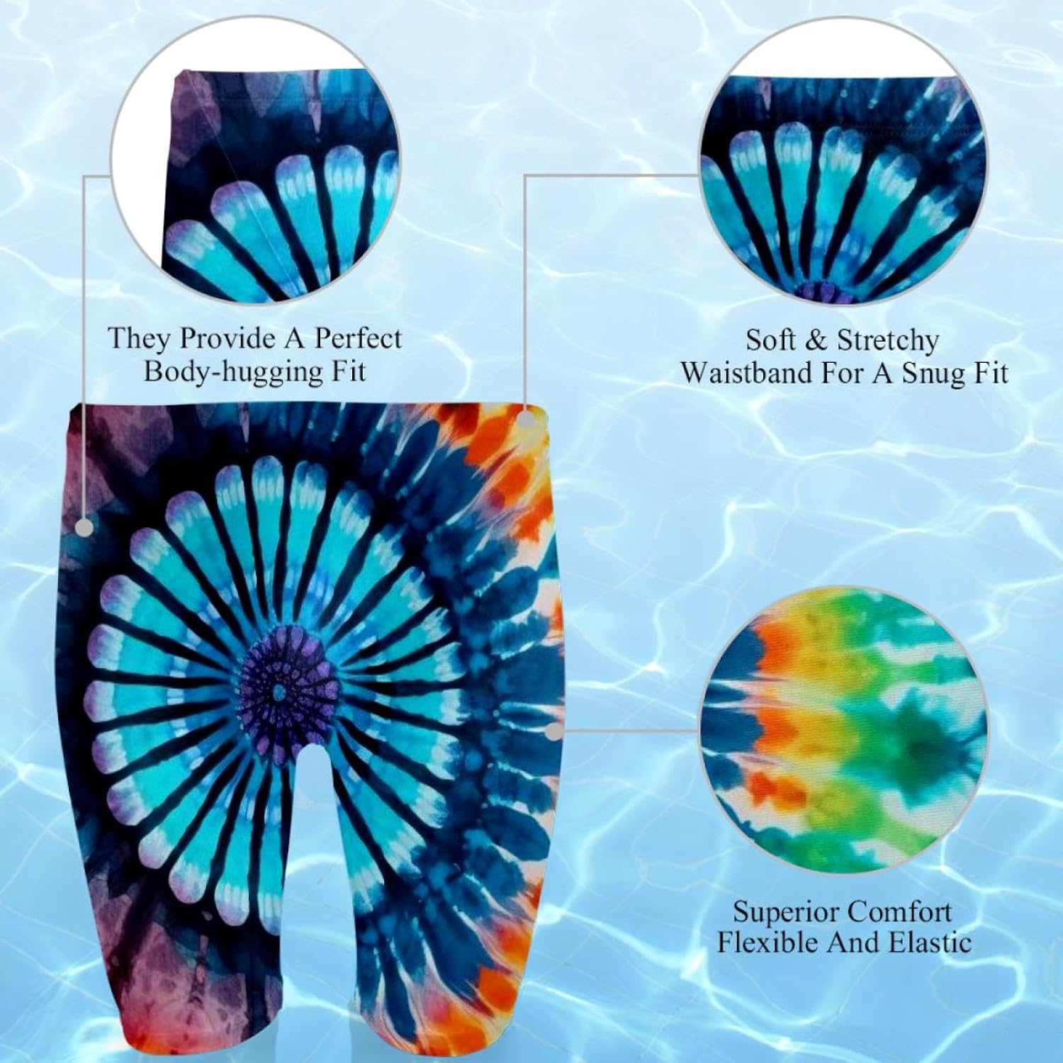 Tie Dye Swimsuit for Men & Boys,Competition Lap Swim Suit, Square Leg Endurance Training