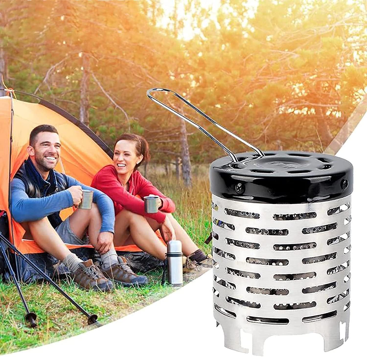 Kerosene Heater, Stainless Steel Camping Stove, Portable Mini Warming Stove Heating Cover with Anti-scalding Handle, for Outdoor Backpacking Hiking