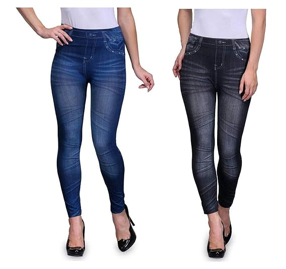 Buy Fifty 55 Five Women's Cotton Casual Denim Look Stretchable Jeggings  (Black, 34) at Amazon.in