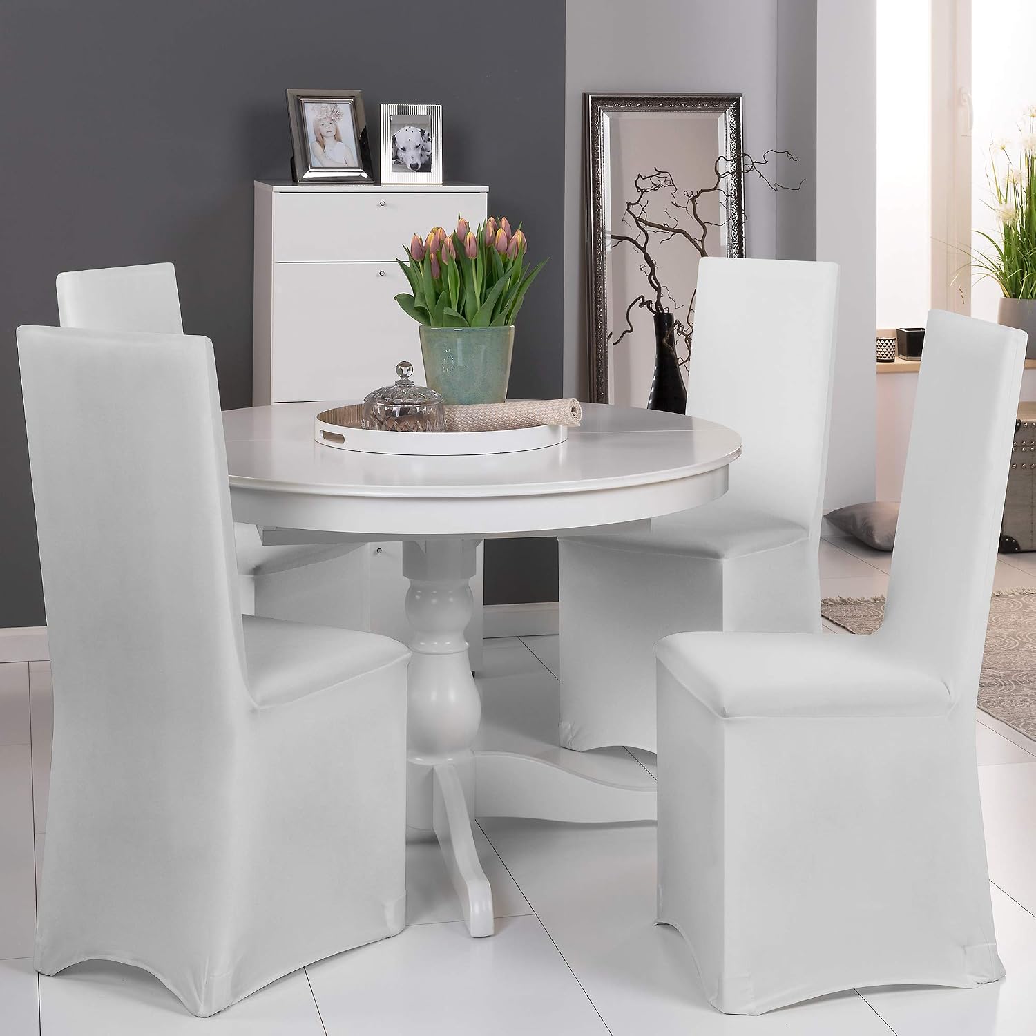 Beautissu Chair Slipcover 45x95cm Leona, Stretch Chair Cover for Dining Chair, Easyfit Stretch Chair Cover - Image 3