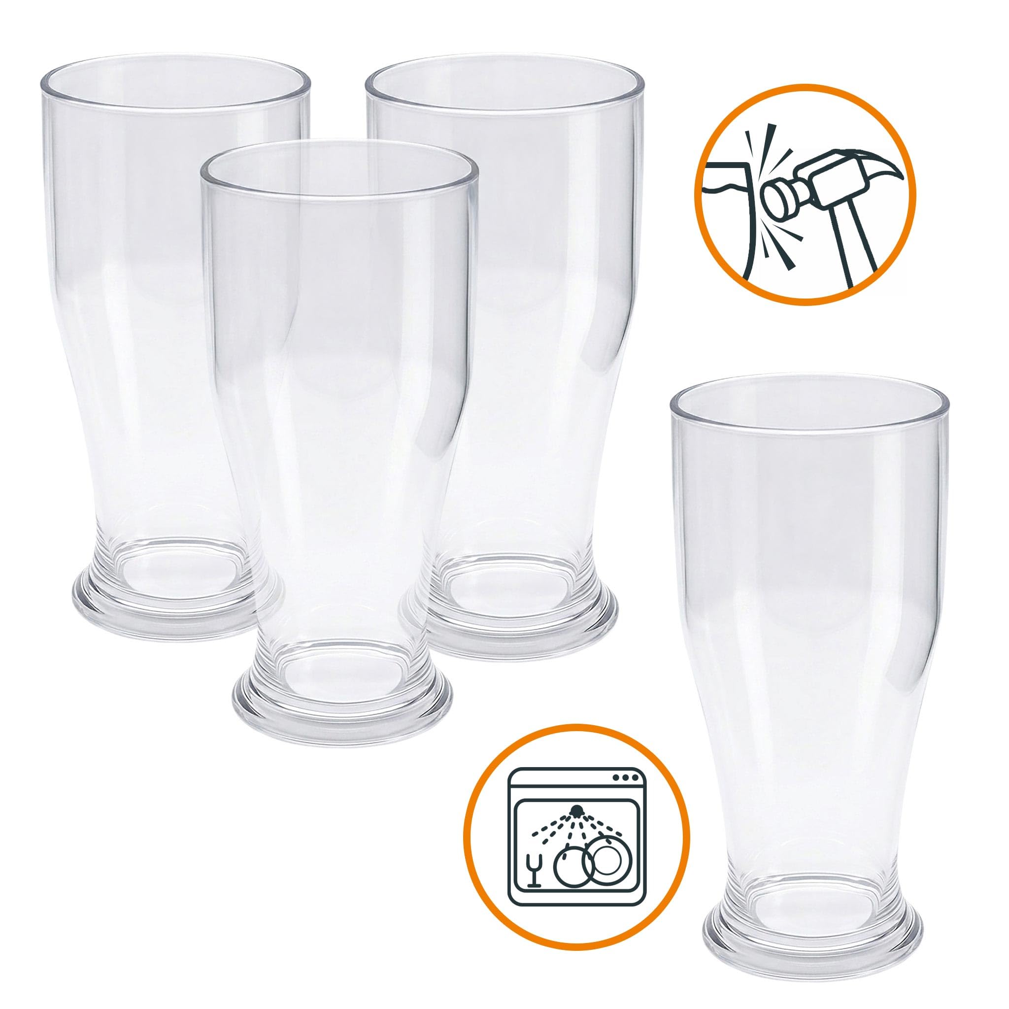 Spetebo Mehrweg Kunststoff Bierglas 520 ml - 6er Set | kratzfest