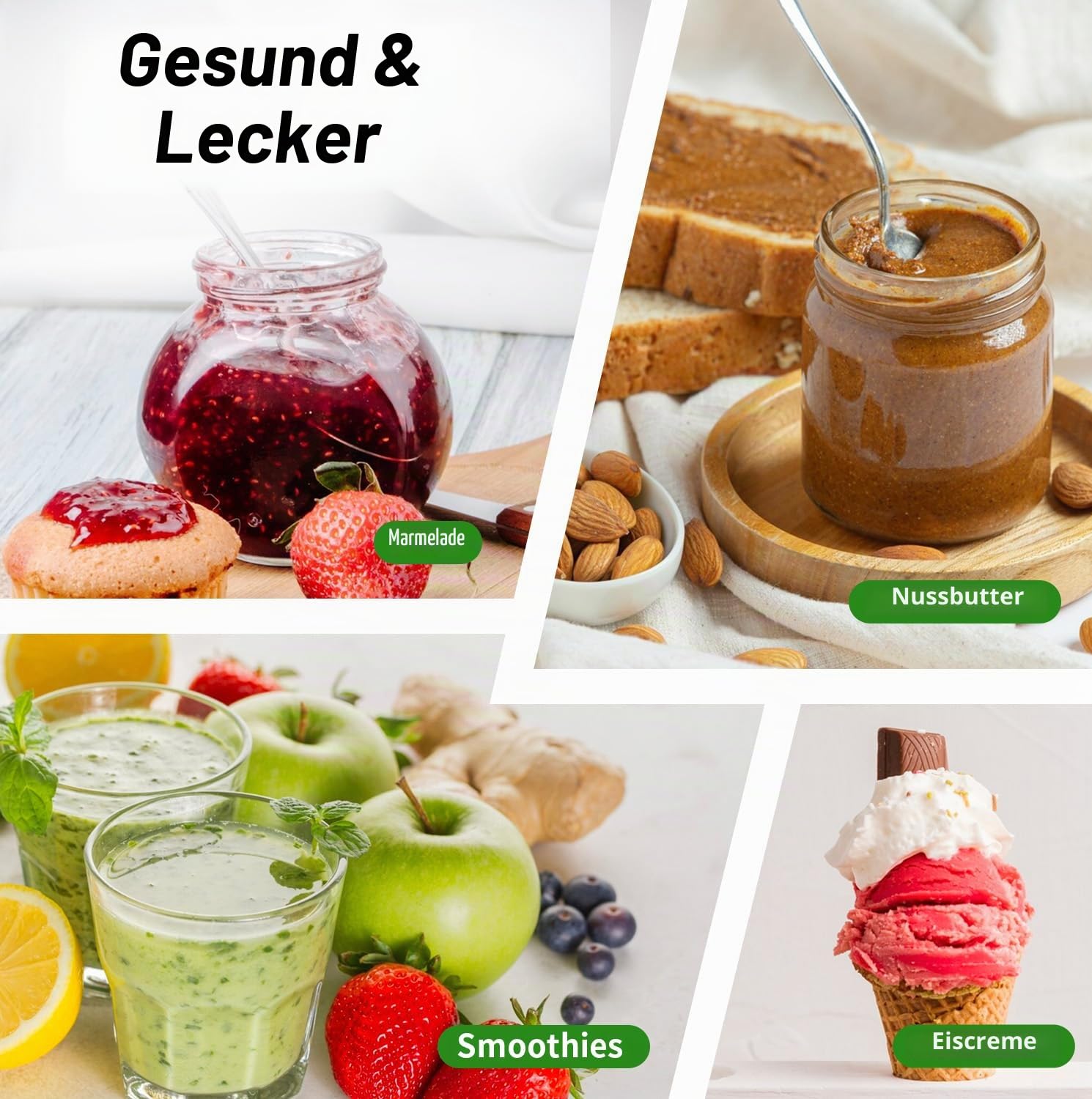 TOKIT 8-EN-1 Standmixer 2000ML, Hochleistungsmixer Pro 1400W Metallmaterial mit Touch LCD und 8 Menüs und 9 Geschwindigkeiten Eisbrecher für Küche Shakes, Smoothies, Eiscrushen