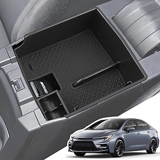 Armrest Center Console Organizer for 2026 2025 2024-2019 Toyota Corolla & Corolla Hybrid E210 with Removable Rubber Mat, Center Console Tray Custom for Toyota Corolla Accessories,Black