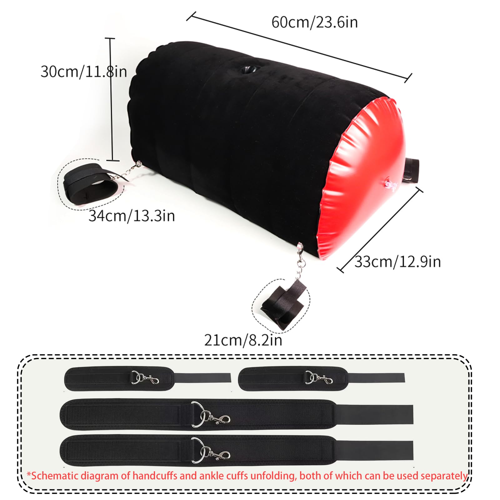 Coussin BDSM,Coussin Support pour Gode Kit de liens avec menottes pour poignets et cuisses,novateur pour femmes et couples,Coussin gonflable,Multifonctionnel Jouets Sexuels