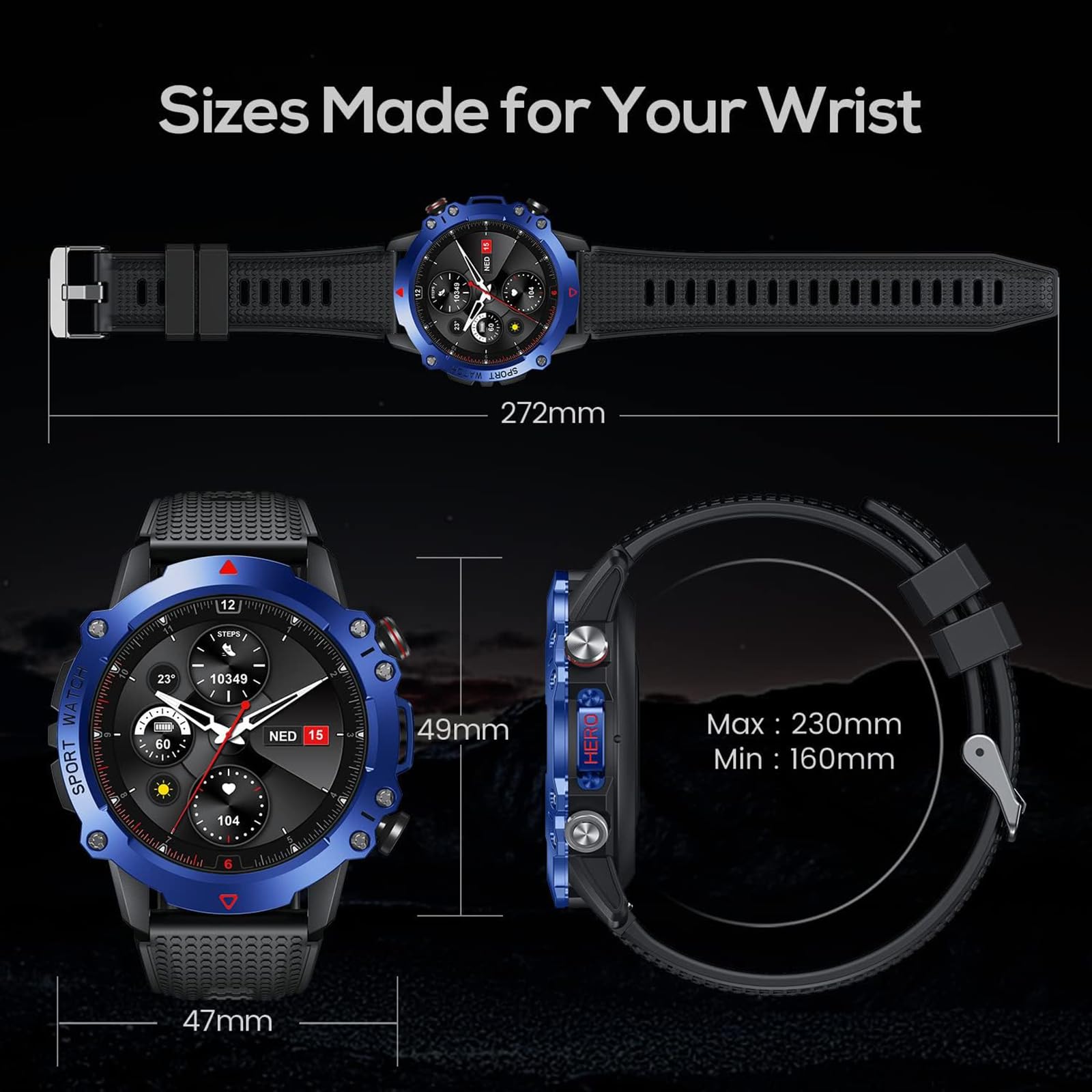 Reloj Inteligente para Hombre, Reloj Deportivo: Relojes De 1,42 Pulgadas con Llamadas Bluetooth Y Respuesta Manos Libres, Rastreador De Actividad De Muñeca Deportiva, Podómetro Deportivo